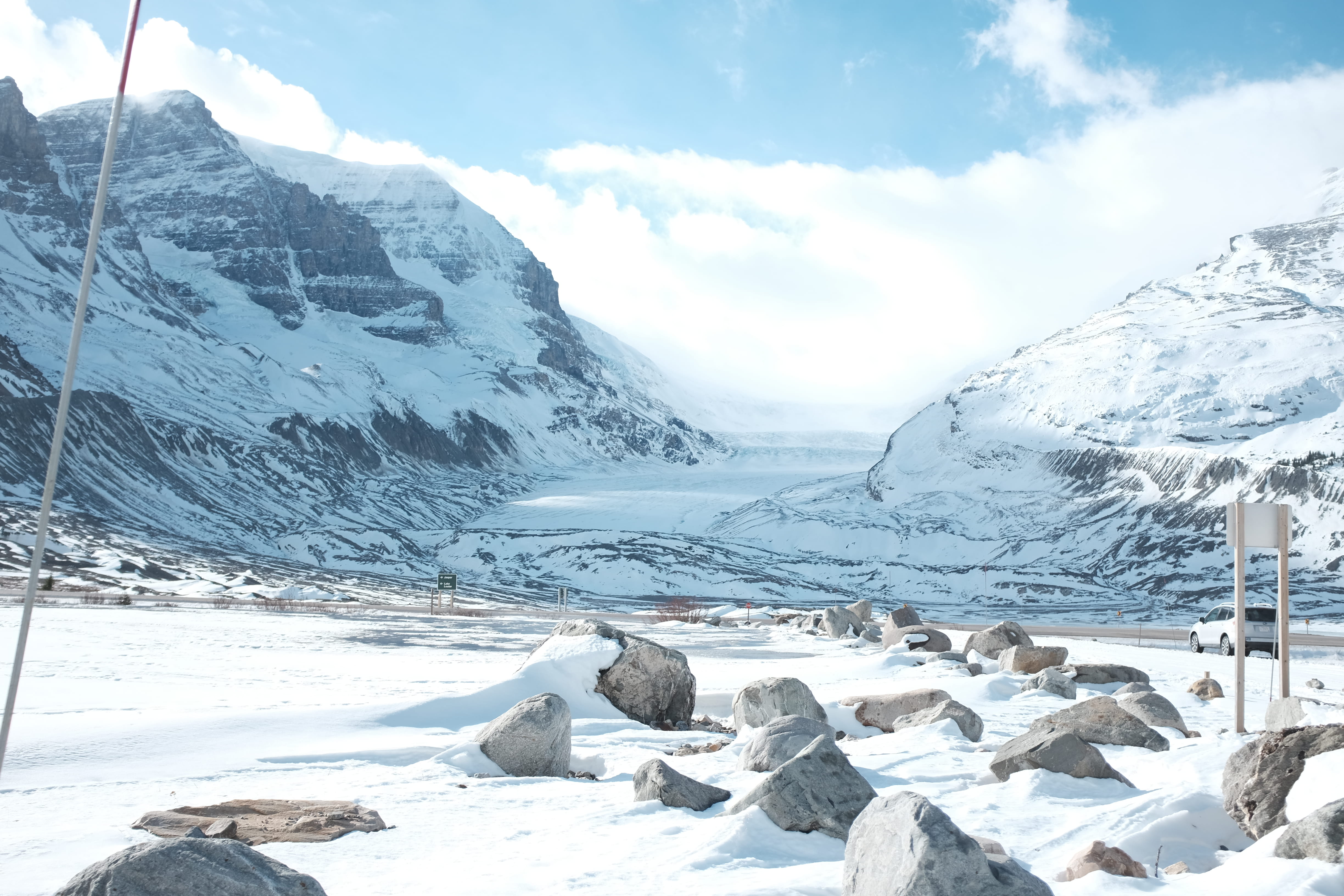 rock, canada, tranquil scene, snowcapped mountain, no people, 4K, powder snow, day, ice, scenics - nature, landscape, non-urban scene, winter, cloud - sky, HD Wallpaper