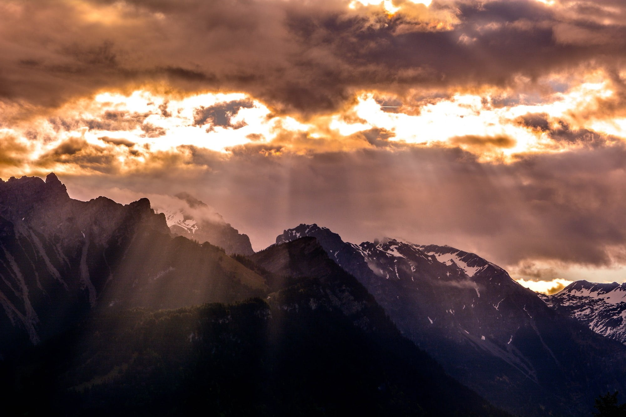 beauty in nature, lighting, mountain peak, cold temperature, sunlight, mountain range, clouds, snowcapped mountain, cloudscape, fog, majestic, landscape, HD Wallpaper