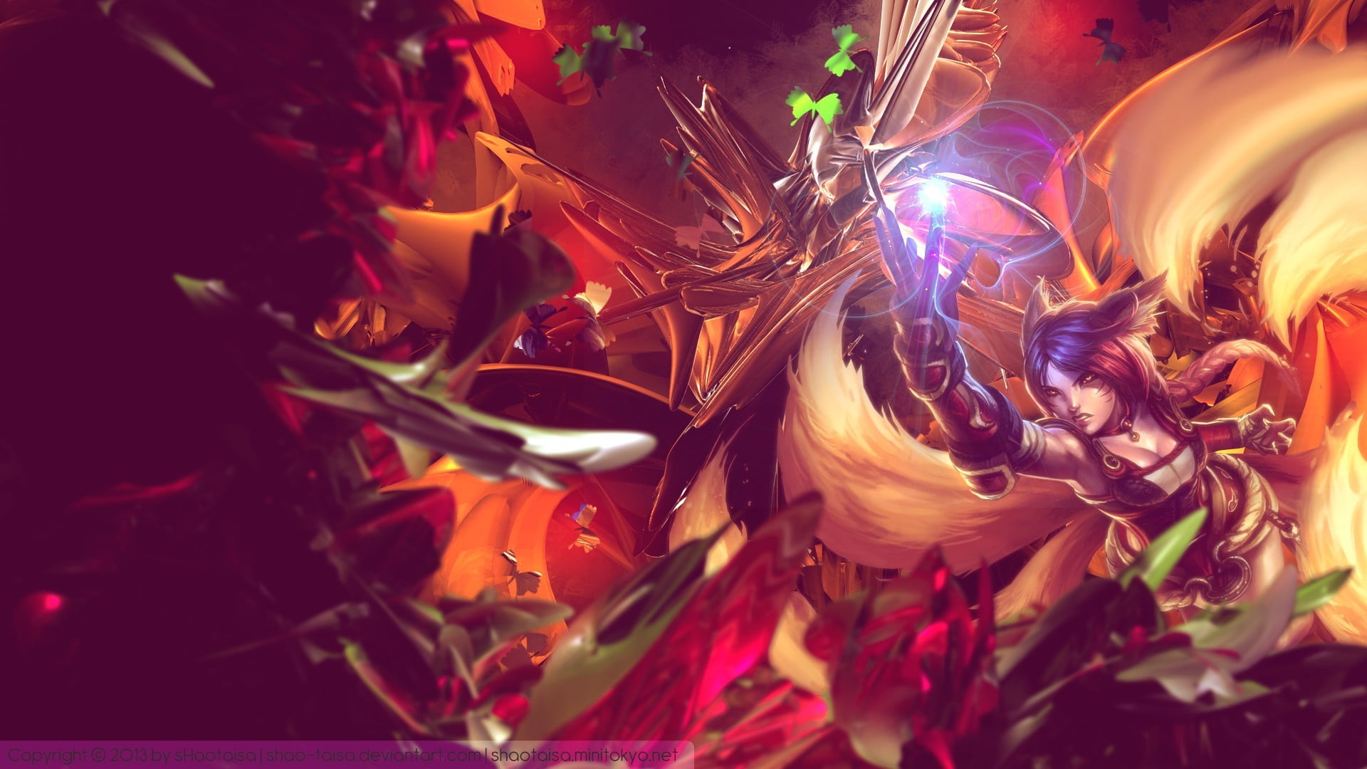 growth, flowering plant, night, yellow, flower head, League of Legends, selective focus, Ahri, red, illuminated, no people, flower, vulnerability, fragility, HD Wallpaper
