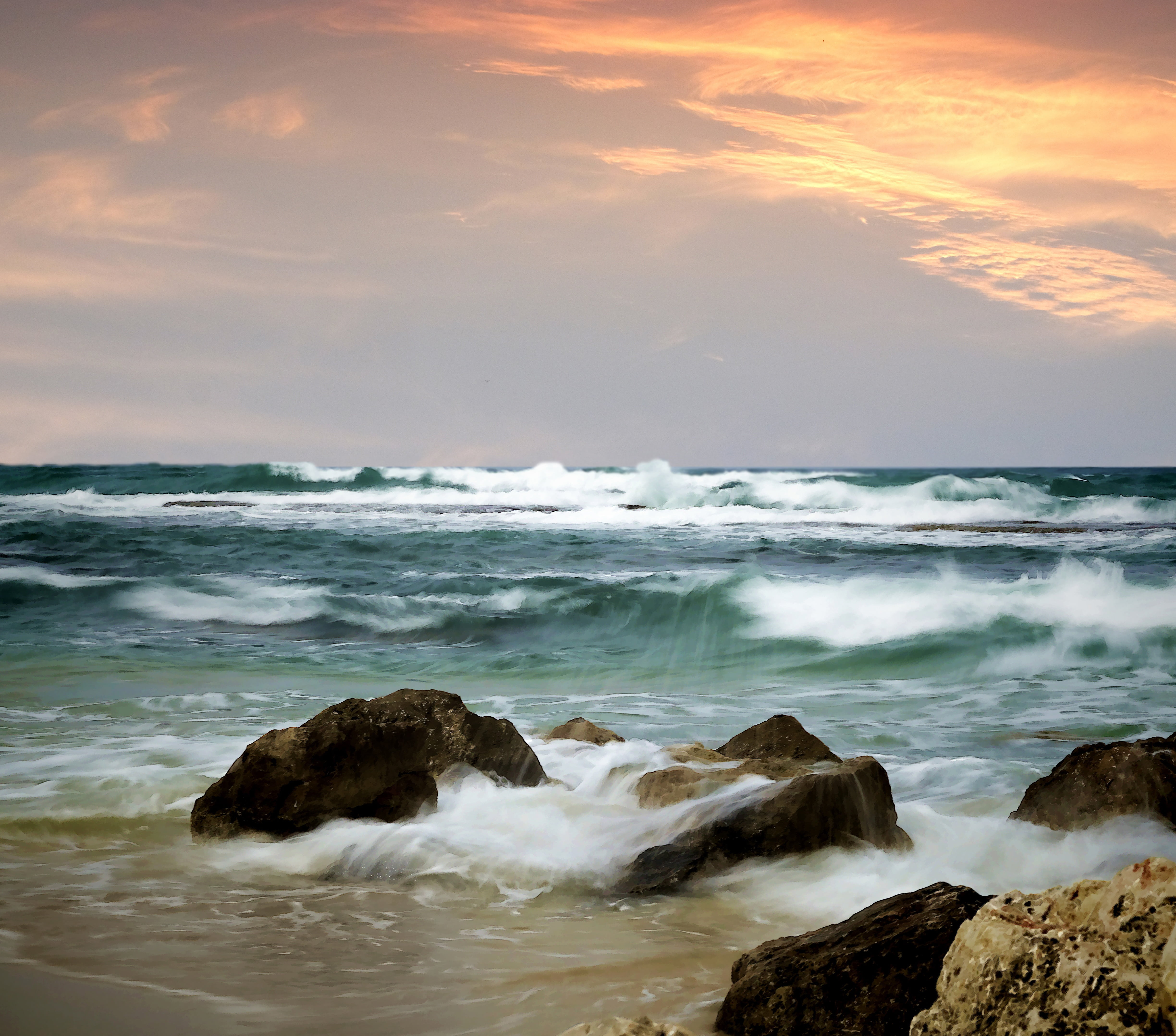 scenics - nature, sunset, beauty in nature, rock, no people, beach, land, cloud - sky, rock - object, 4K, power in nature, water, horizon, sport, horizon over water, HD Wallpaper