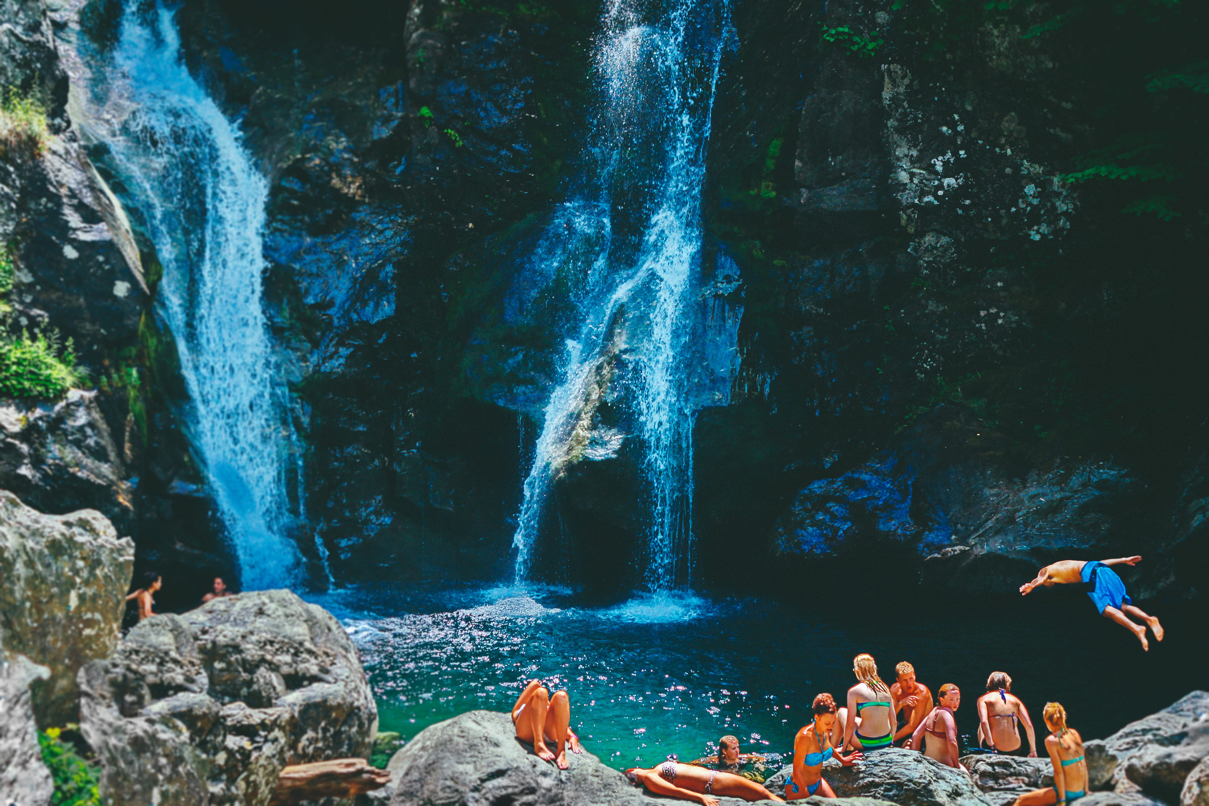water, mount washington, bash bish falls, lifestyles, lake, sunbathing, solid, united states, beauty in nature, rock, long exposure, trip, men, 4K, jumping, HD Wallpaper