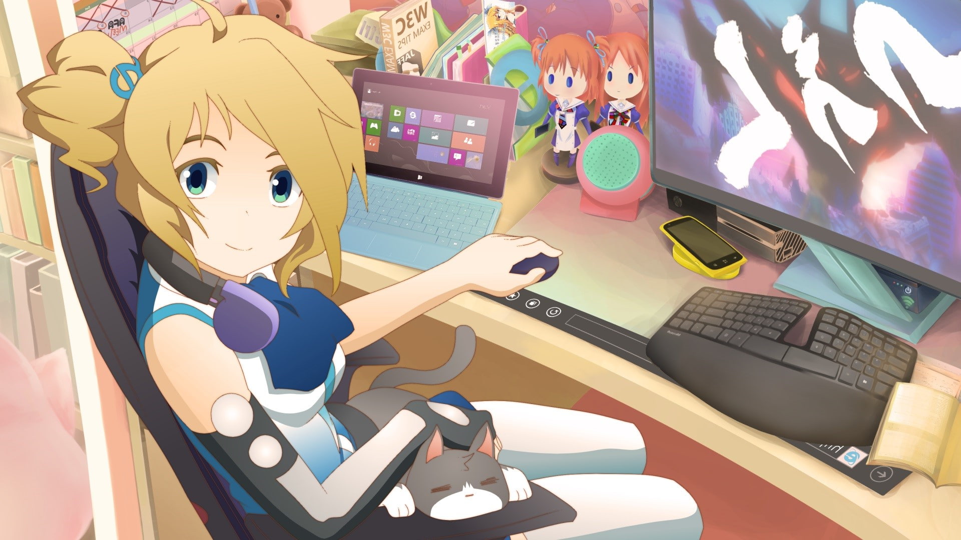 computer, no people, wireless technology, table, technology, indoors, connection, computer equipment, computer keyboard, mammal, communication, desk, 1080P, HD Wallpaper