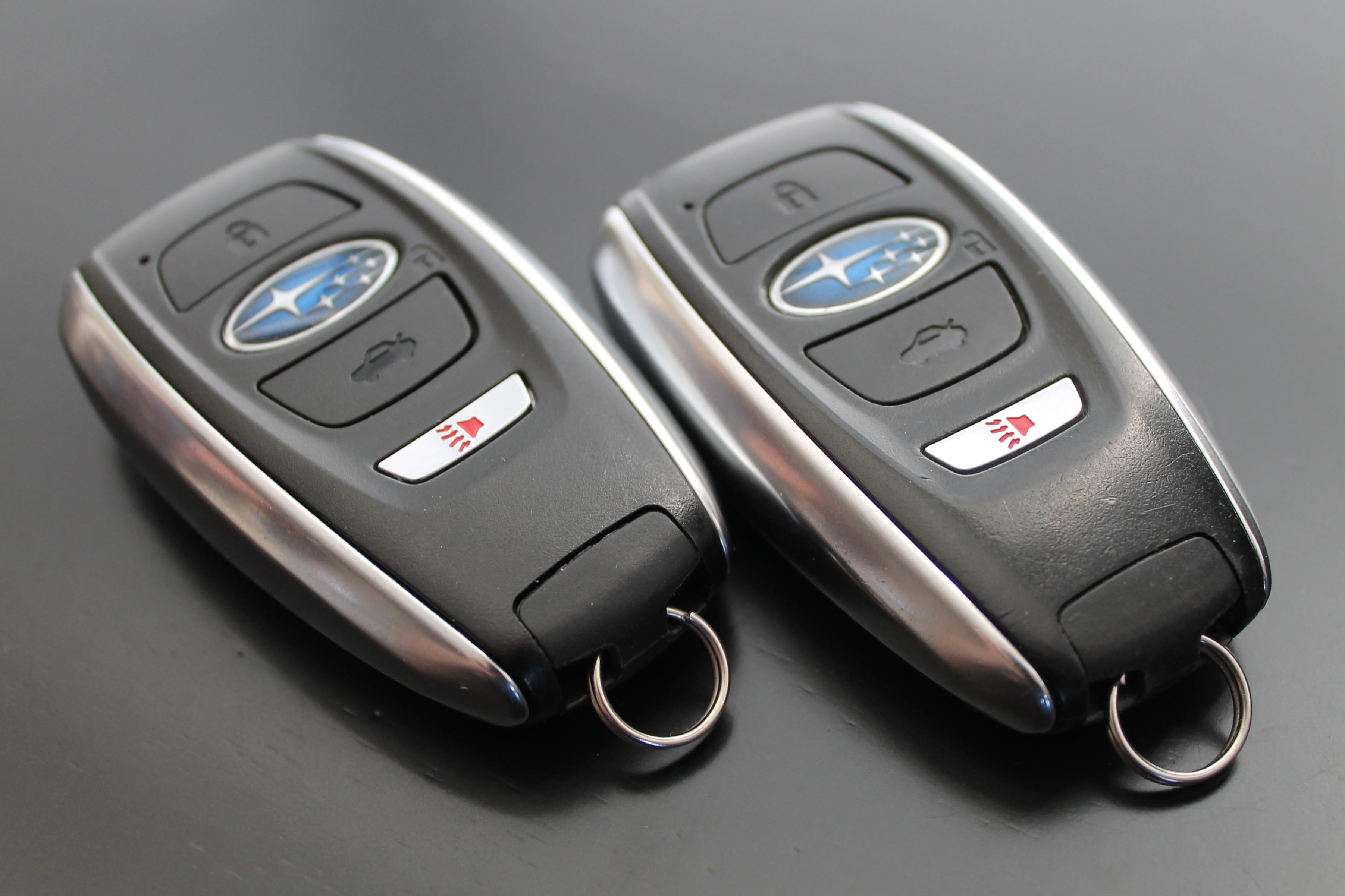 car, studio shot, choice, high angle view, subaru, wireless technology, personal accessory, close-up, gray background, technology, front view, 2K, push button, HD Wallpaper