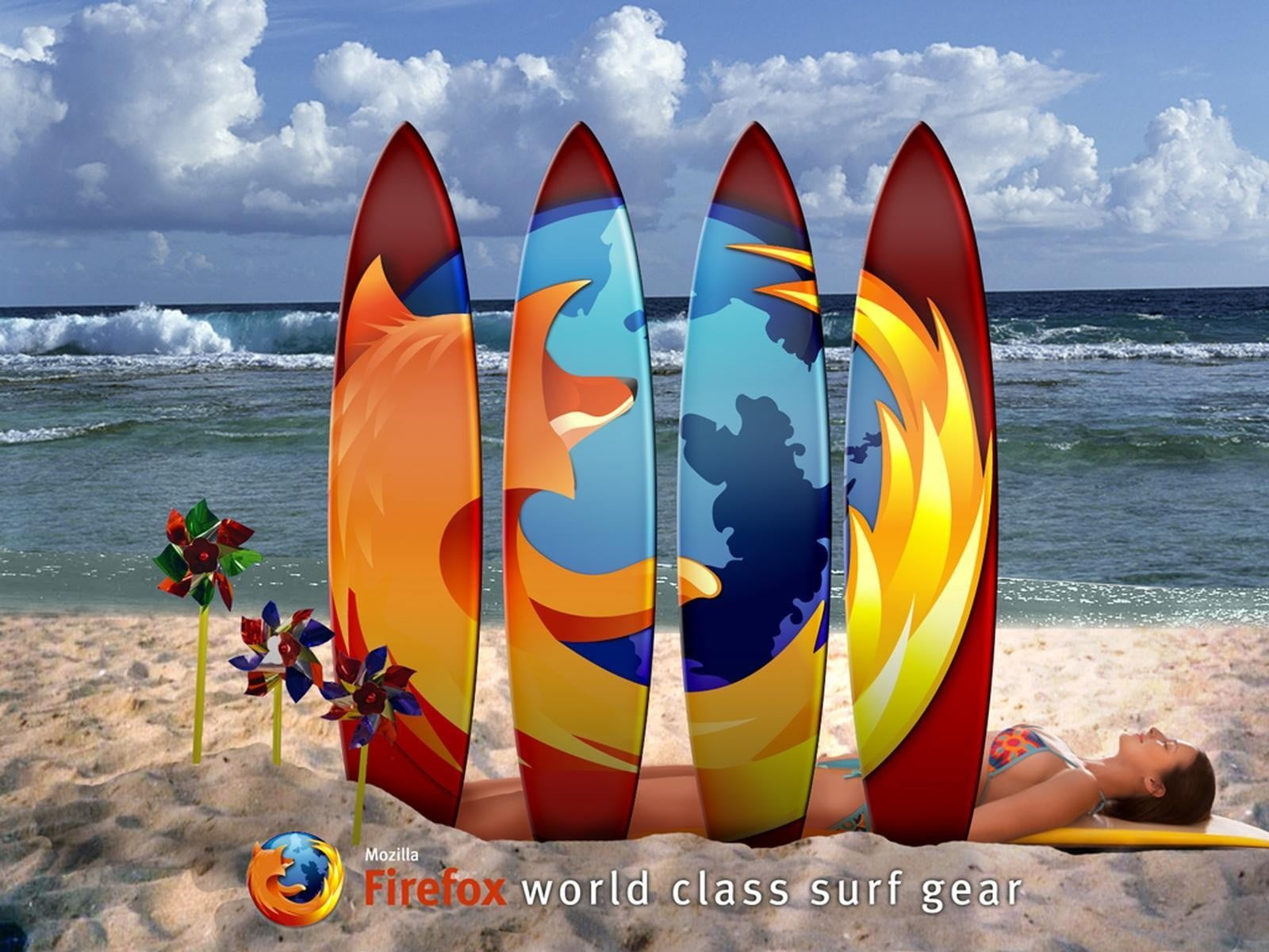 horizon, cloud - sky, lifestyles, outdoors, sky, nature, world class surf gear, people, FireFox, leisure activity, horizon over water, multi colored, mozilla, HD Wallpaper