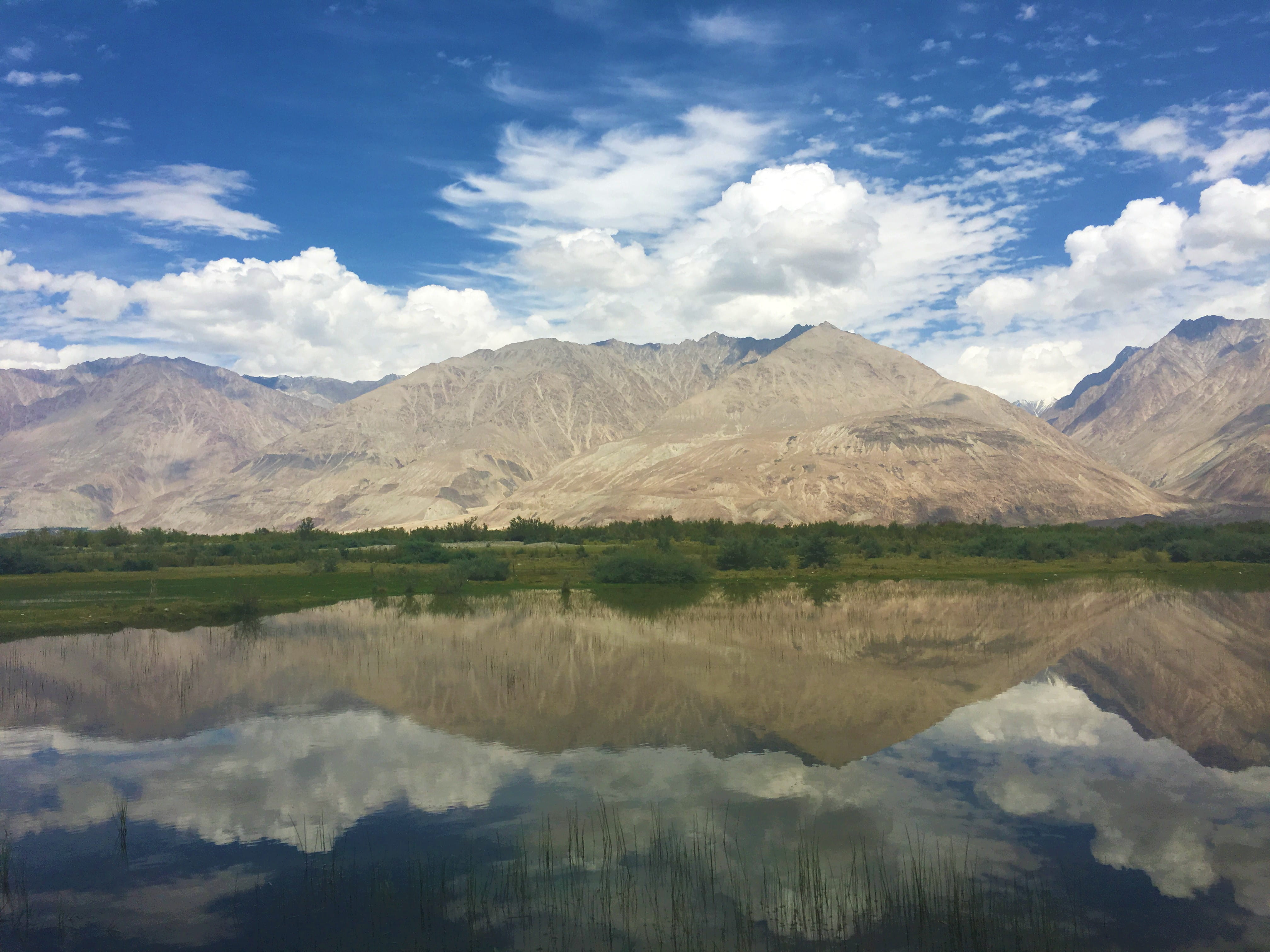 sky, scenics - nature, non-urban scene, mountains, lake, tranquil scene, water, no people, leh, mountain peak, reflection, cloud - sky, mountain range, HD Wallpaper