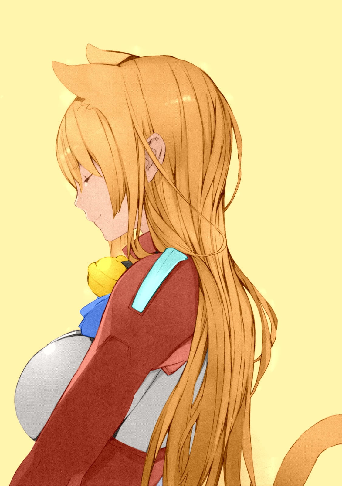 adult, fan art, anime girls, headshot, profile view, women, cat girl, studio shot, side view, beautiful woman, indoors, colored background, portrait, hair, Phone HD Wallpaper