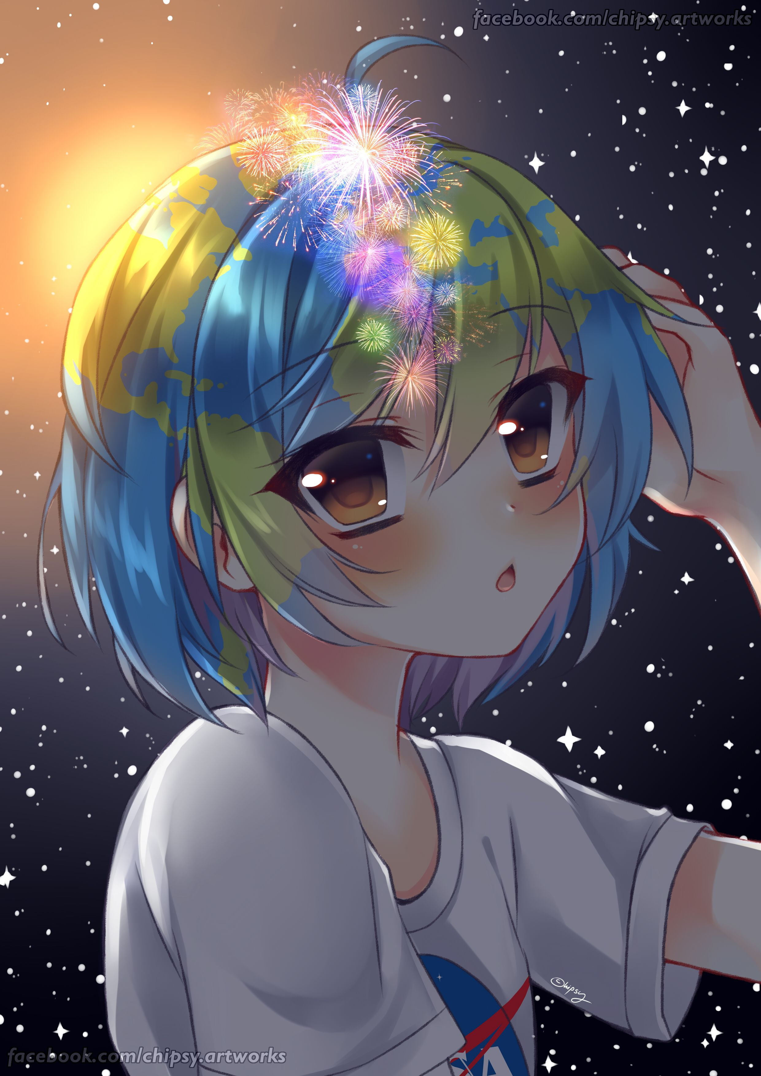 anime girls, portrait display, Earth-chan, 2K, Phone HD Wallpaper