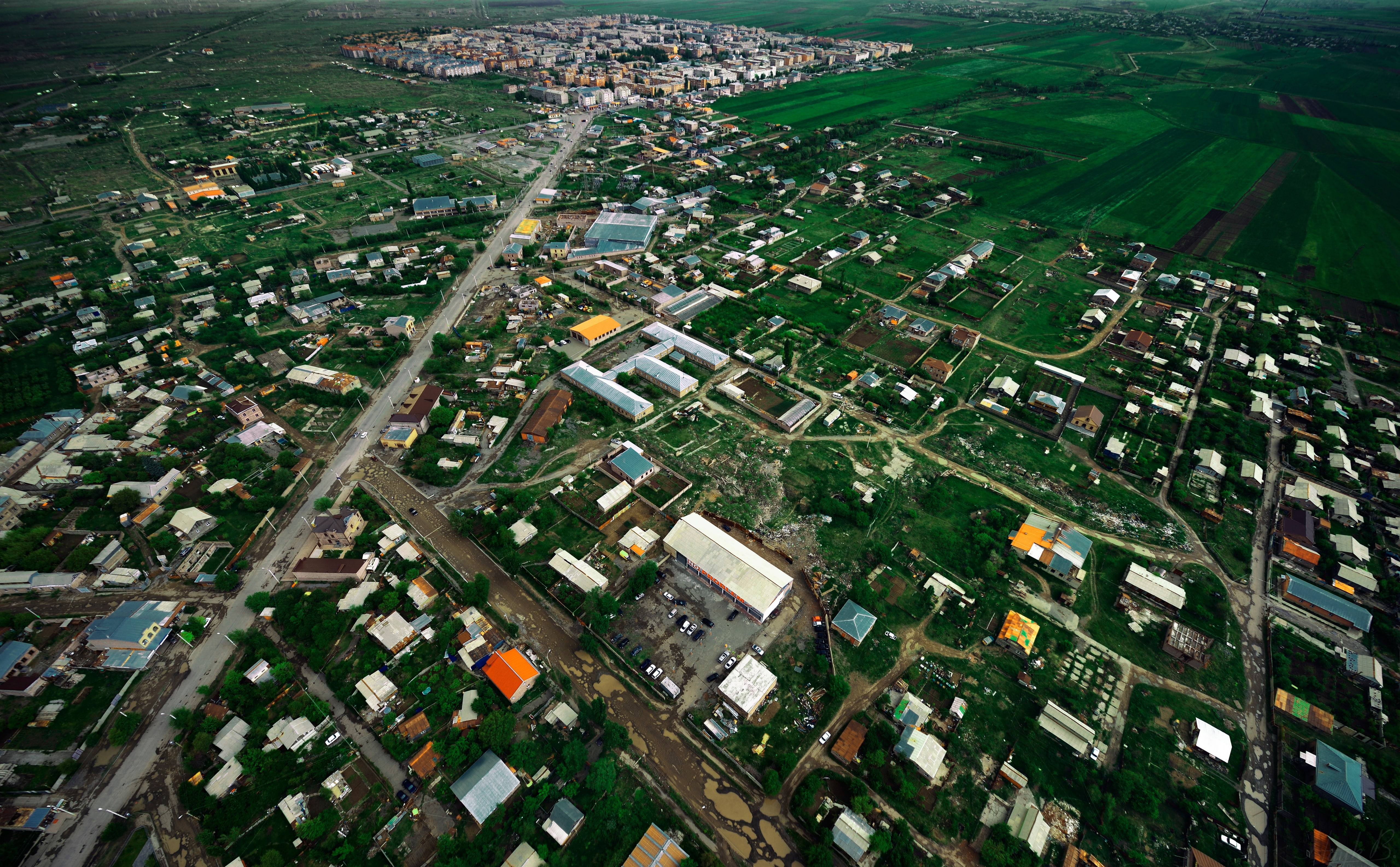 no people, concrete, day, aerial view, architecture, residential district, gyumri, Aerial, armenia, eurasia, transportation, environment, 5K, Photography, HD Wallpaper
