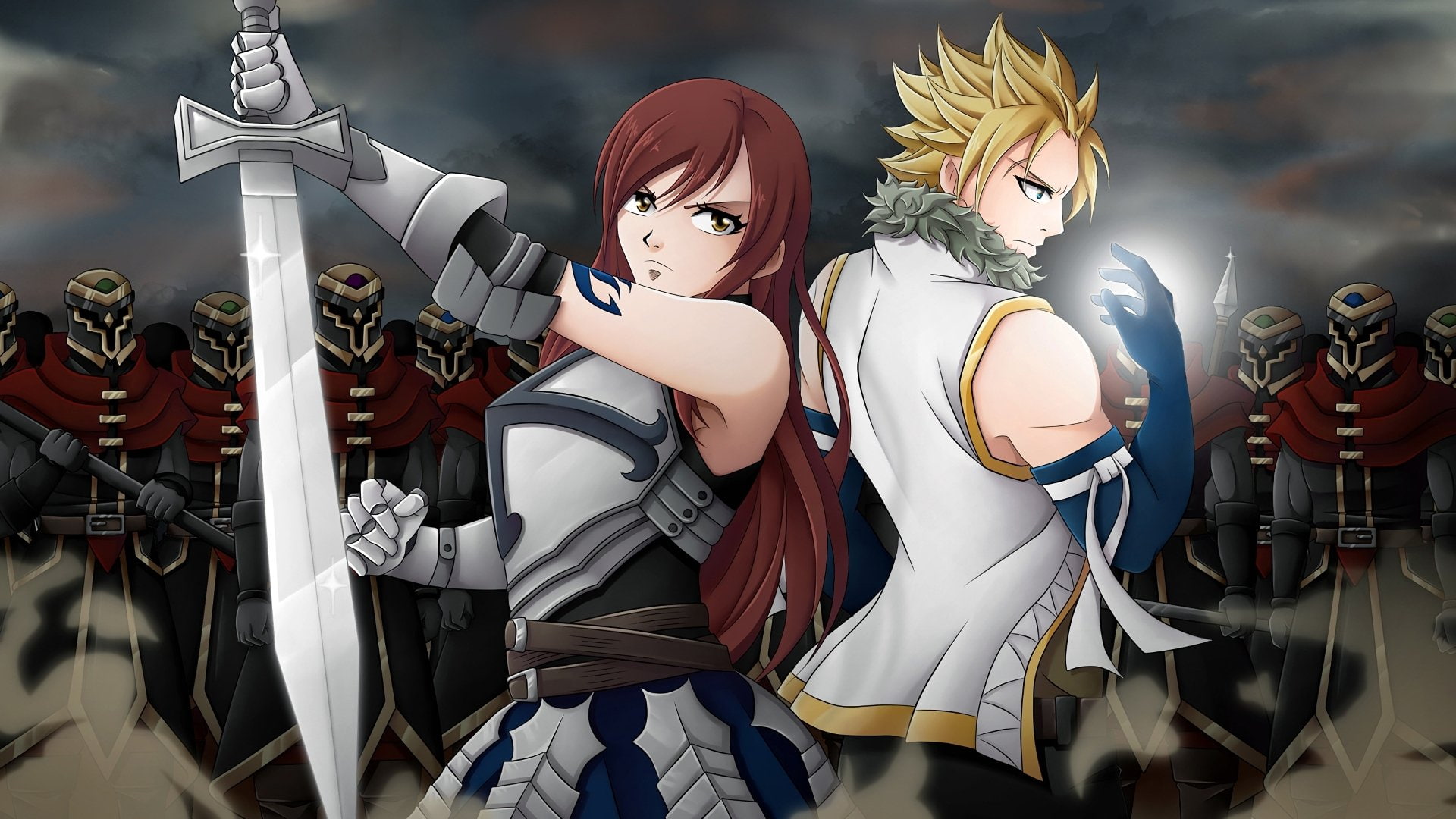 1080P, Anime, Fairy Tail, Sting Eucliffe, Erza Scarlet, HD Wallpaper