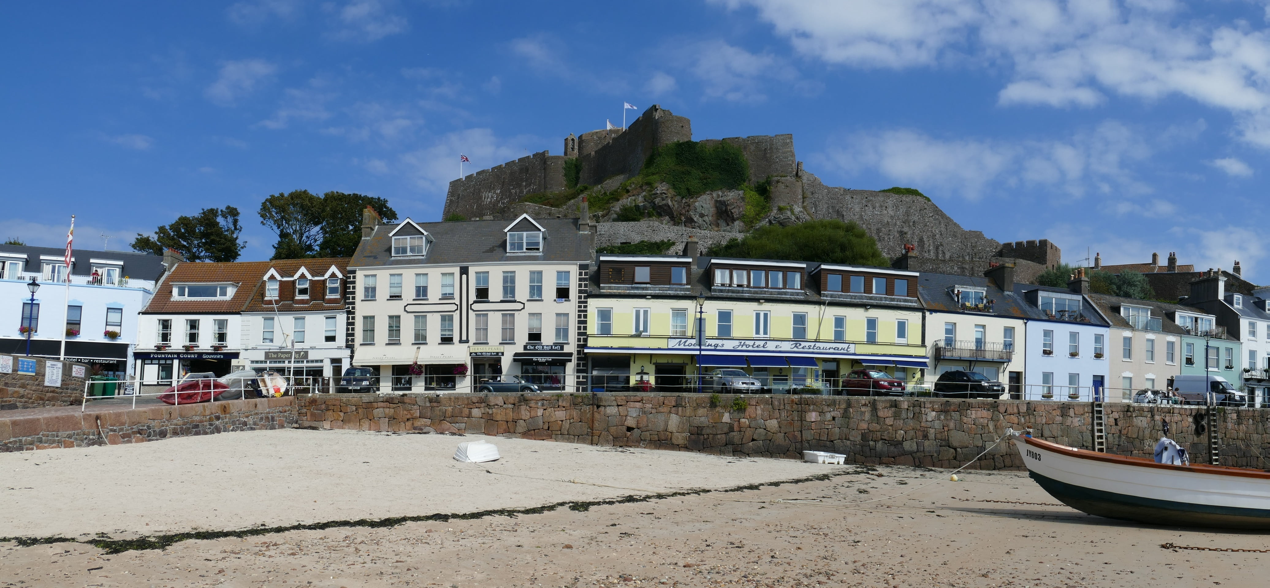 channel islands, residential district, travel destinations, historically, tourism, places of interest, gorey, united kingdom, castle, middle ages, mountain, HD Wallpaper