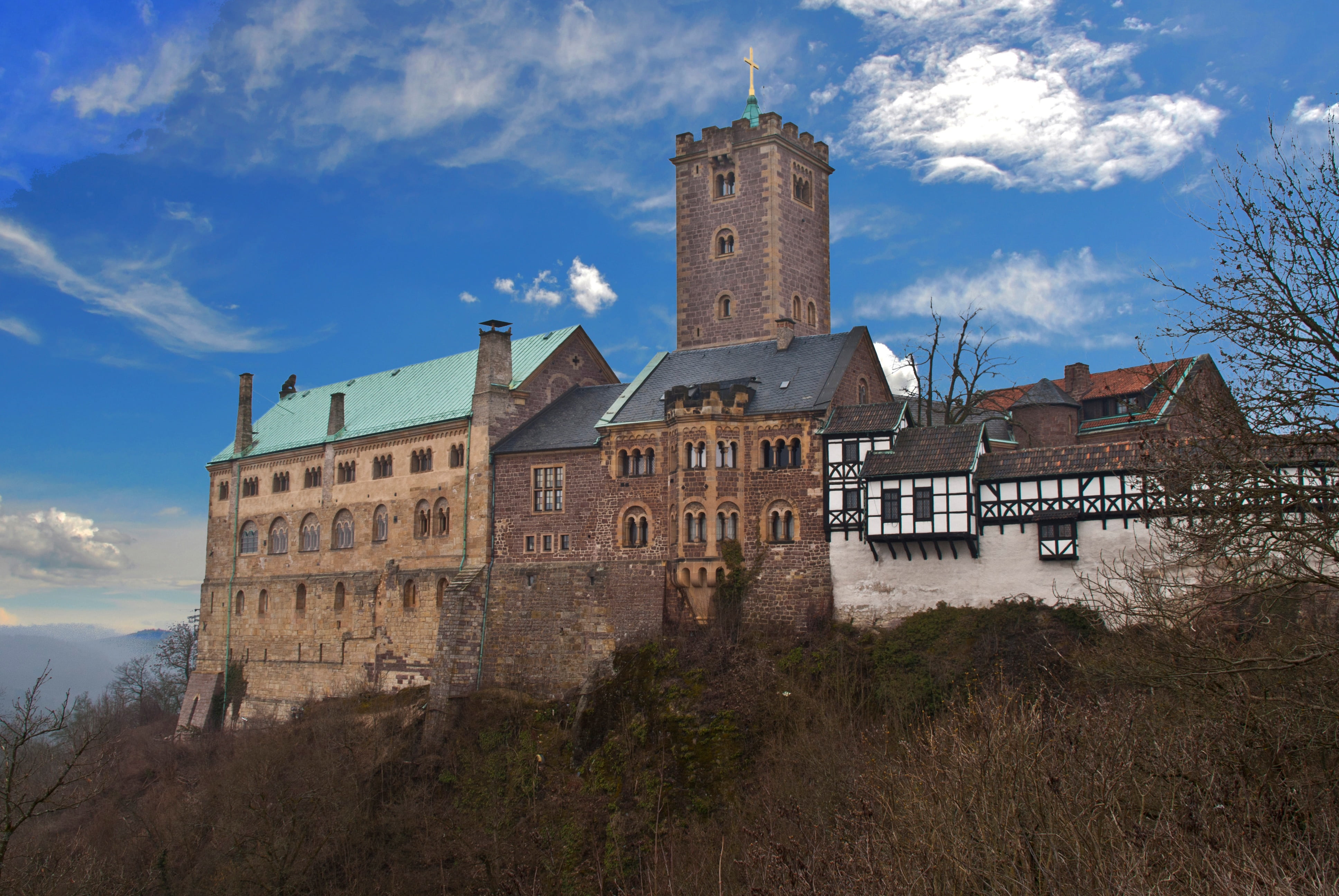 plant, old, the past, history, 4K, place of worship, thuringian forest, religion, no people, world heritage, castle, built structure, building, cloud - sky, HD Wallpaper