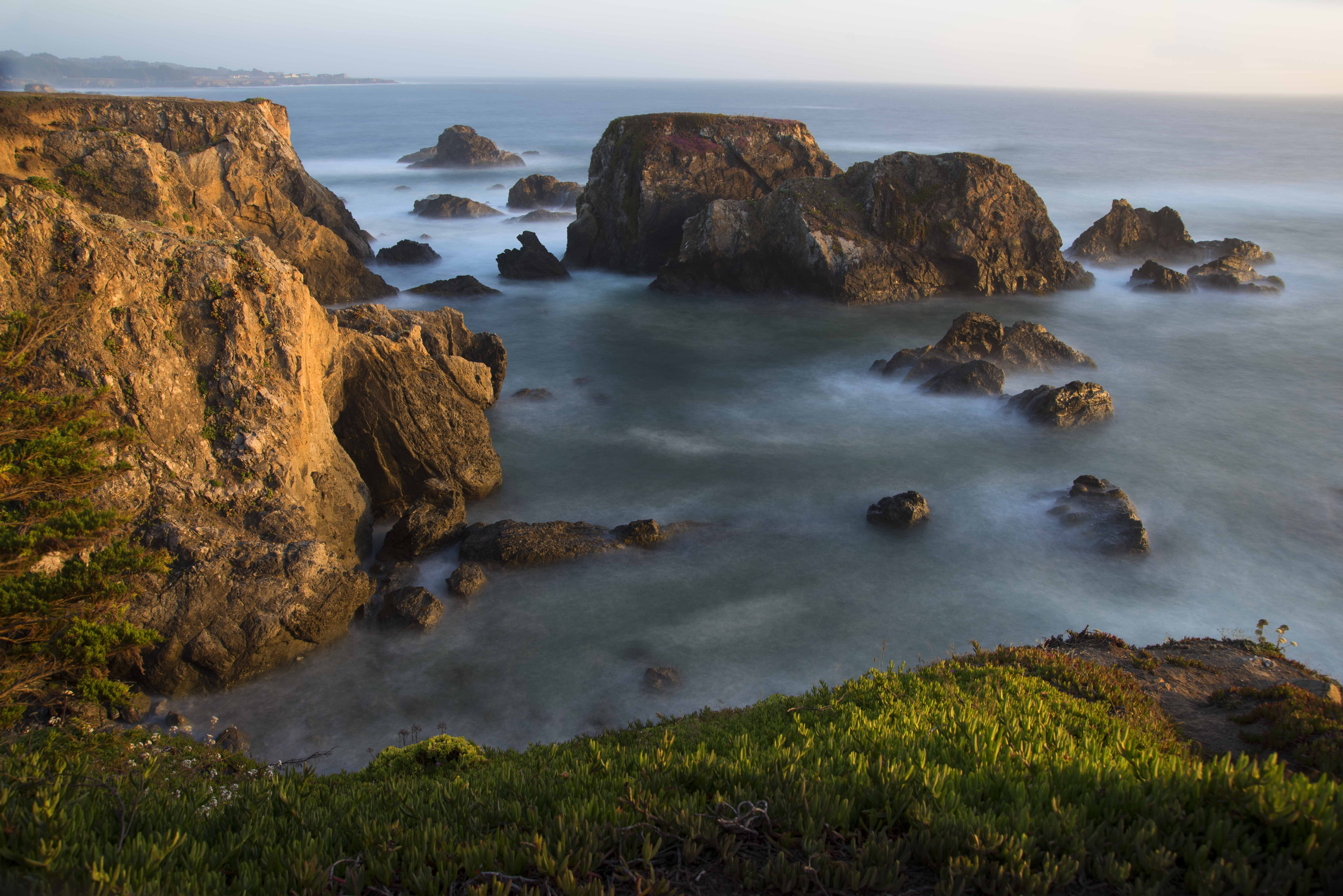 county, body, WOW, daytime, landscape, Fake, neutral density filter, fort, rock, Fort Bragg, California, scenics, nature, water, 5K, body of water, california, HD Wallpaper