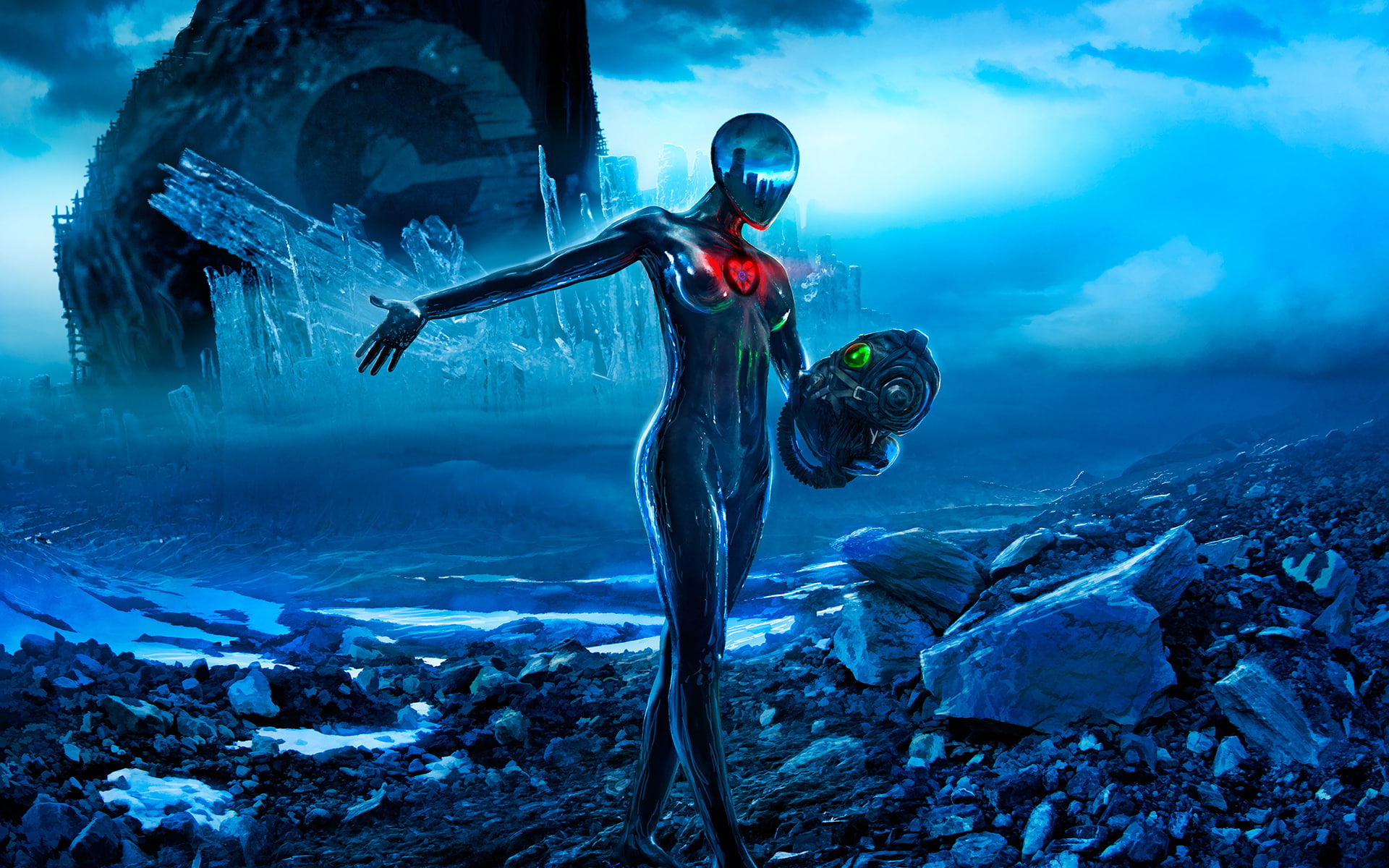 head, zee captain, Sci-Fi, Romantically Apocalyptic, art, 1080P, helmet, apocalypse, fiction, HD Wallpaper