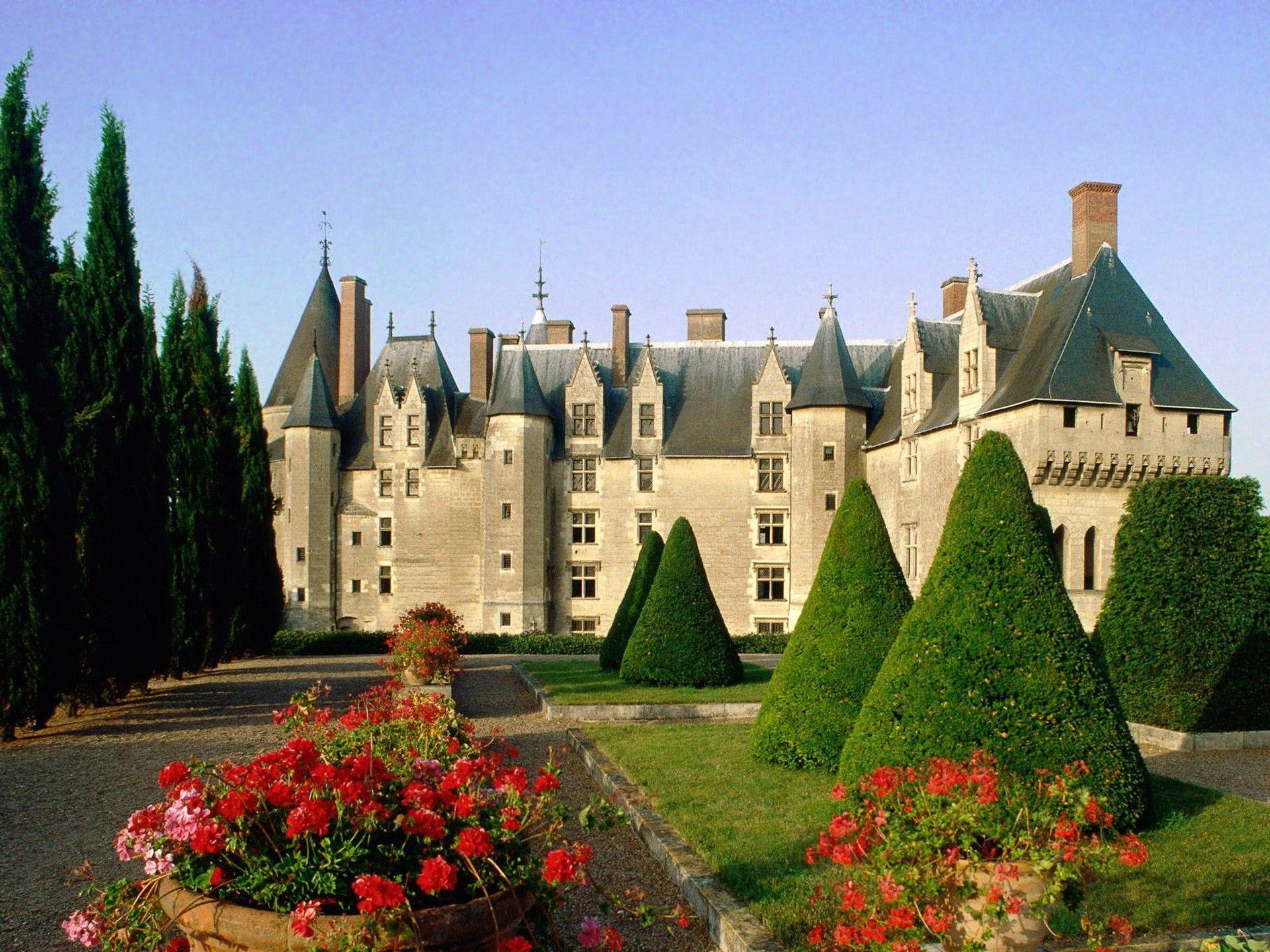 de, langeais, trees, chateaus, photography, chateau, animals, green, flowers, france, 1080P, HD Wallpaper