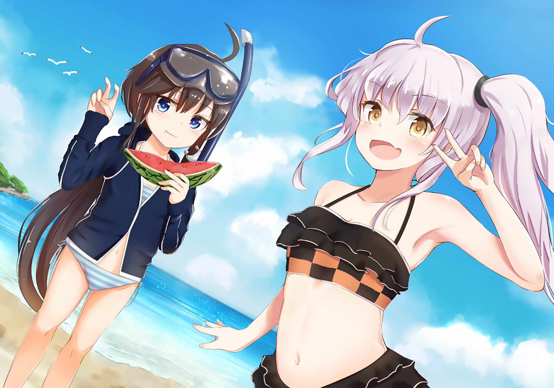 1080P, Kanon (Sennen Sensou Aigis), Rino (Sennen Sensou Aigis), Sennen Sensou Aigis, Anime, HD Wallpaper