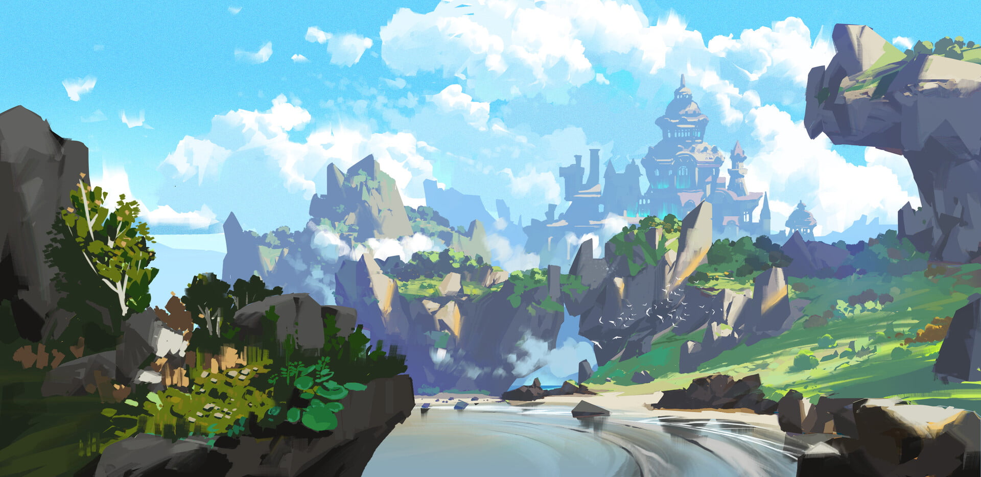 Aze K, landscape, digital art, 1080P, HD Wallpaper