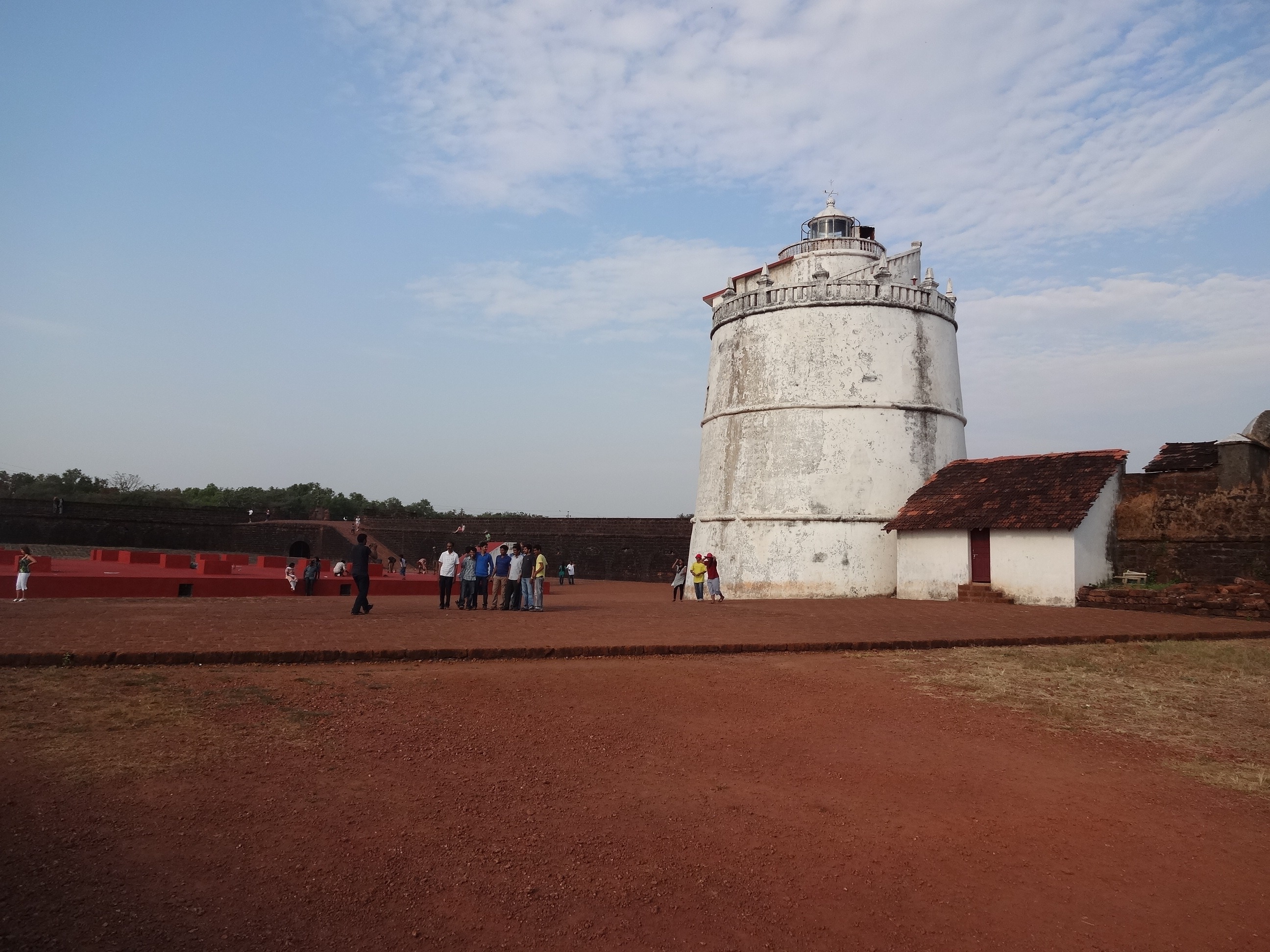 goa, aguada, building, tree, men, history, real people, defense, group of people, people, sky, architecture, walls, 2K, day, attraction, nature, incidental people, HD Wallpaper