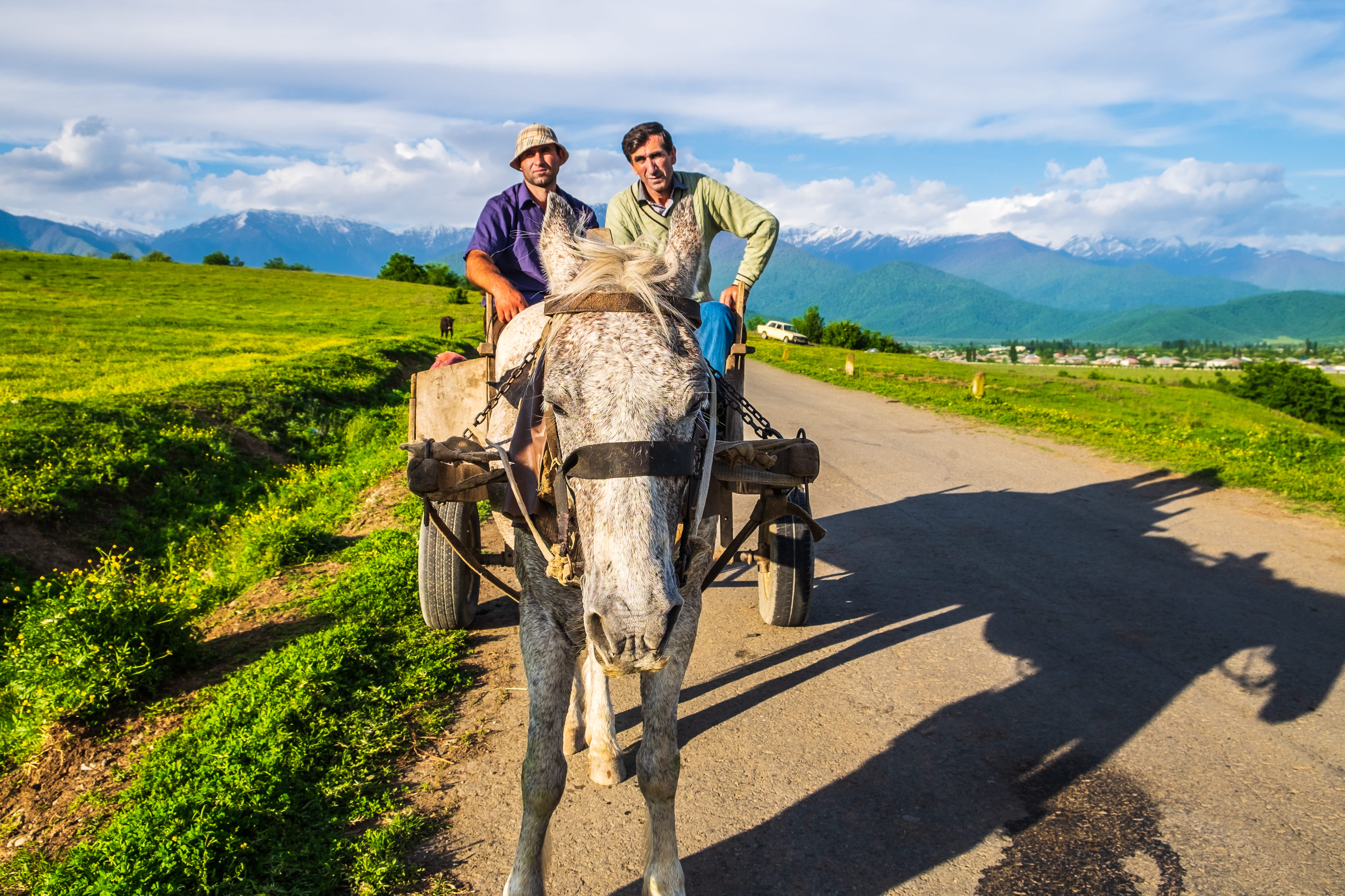 ride, road, nature, fuji landscaoe, outdoors, cloud - sky, transportation, real people, riding, adult, day, mode of transportation, men, full length, caucasus mountain, HD Wallpaper