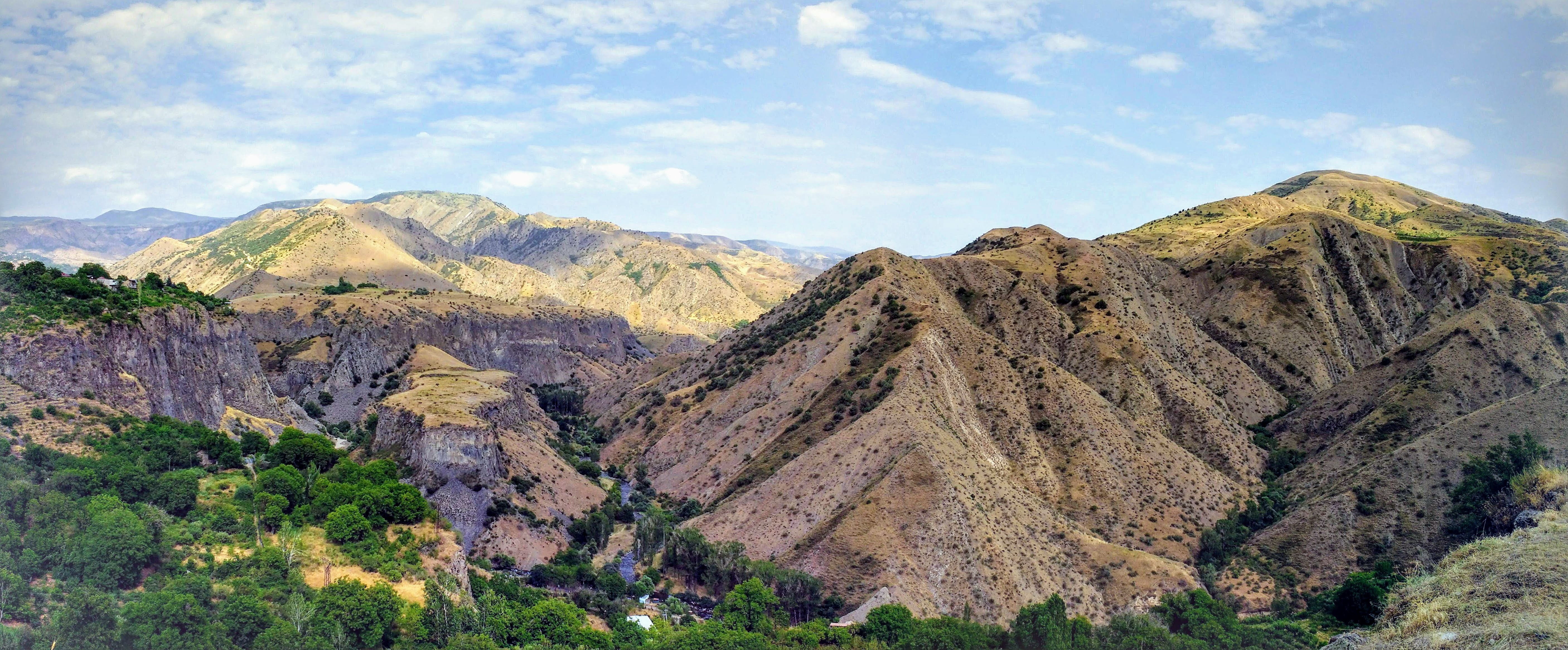 the caucasus, landscape, beauty in nature, garni gorge, tranquil scene, arid climate, travel, azat river, non-urban scene, rock - object, canyon, no people, HD Wallpaper