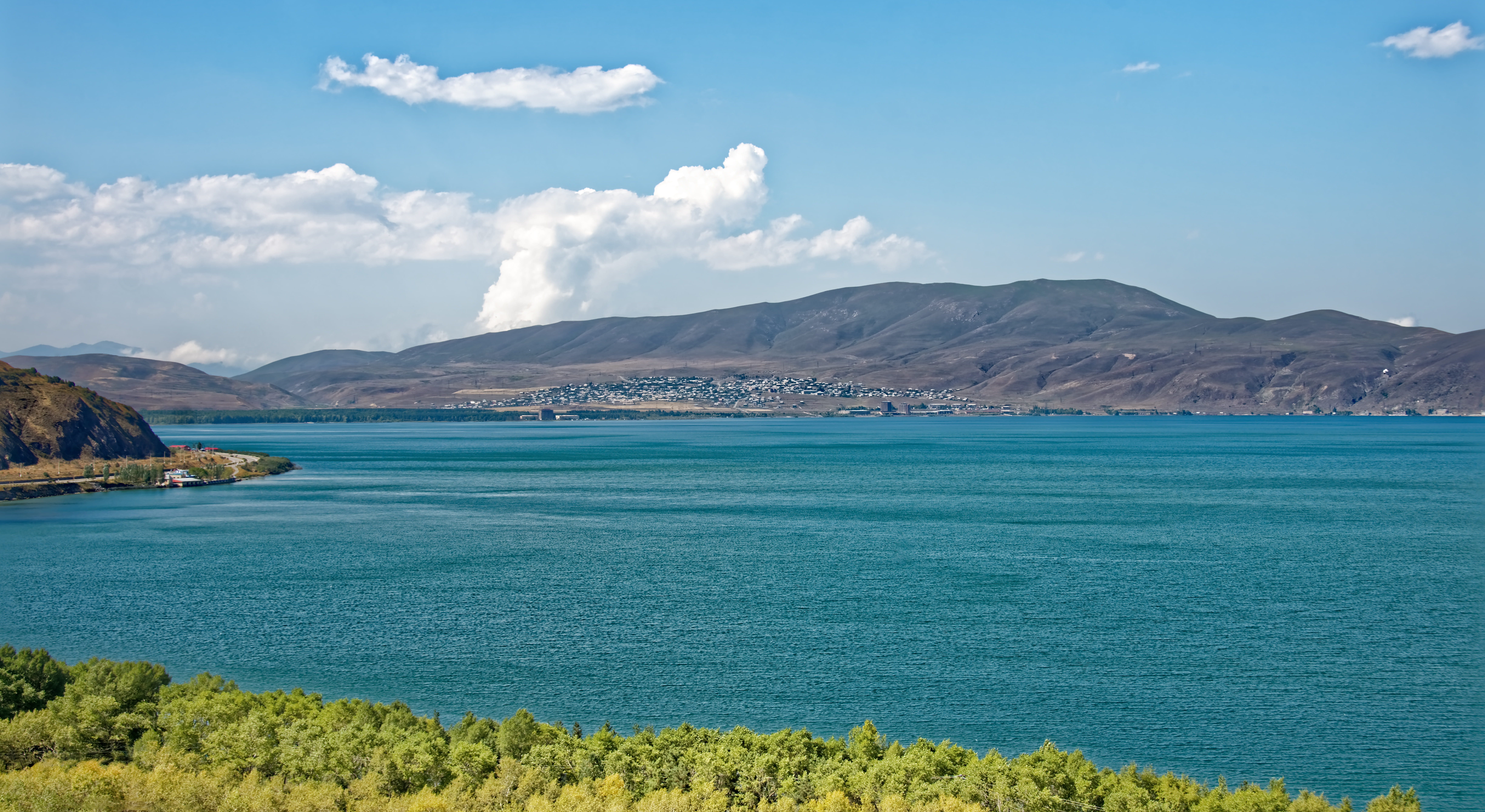 landscape, no people, sky, 8K, sea, land, tranquility, day, mountains, armenia, lake, blue, turquoise colored, outdoors, mountain range, panorama, tranquil scene, HD Wallpaper