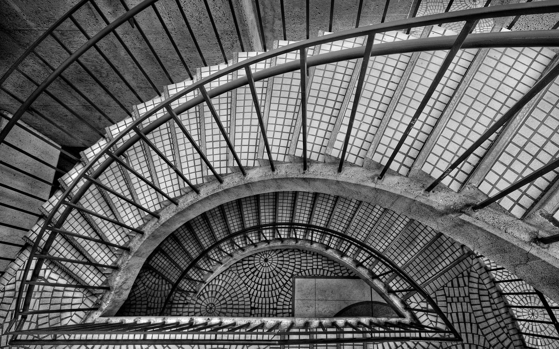 architecture, staircase, bw, 1080P, hd, stairs, HD Wallpaper
