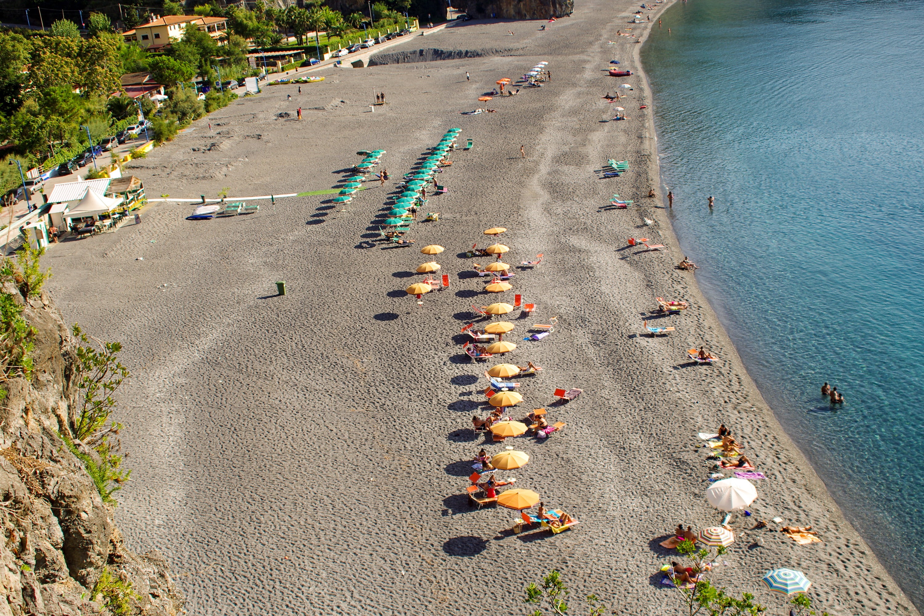 sand, large group of people, real people, calm sea, transportation, calabria, in a row, 2K, umbrellas, group of people, outdoors, high angle view, san nicola arcella, HD Wallpaper