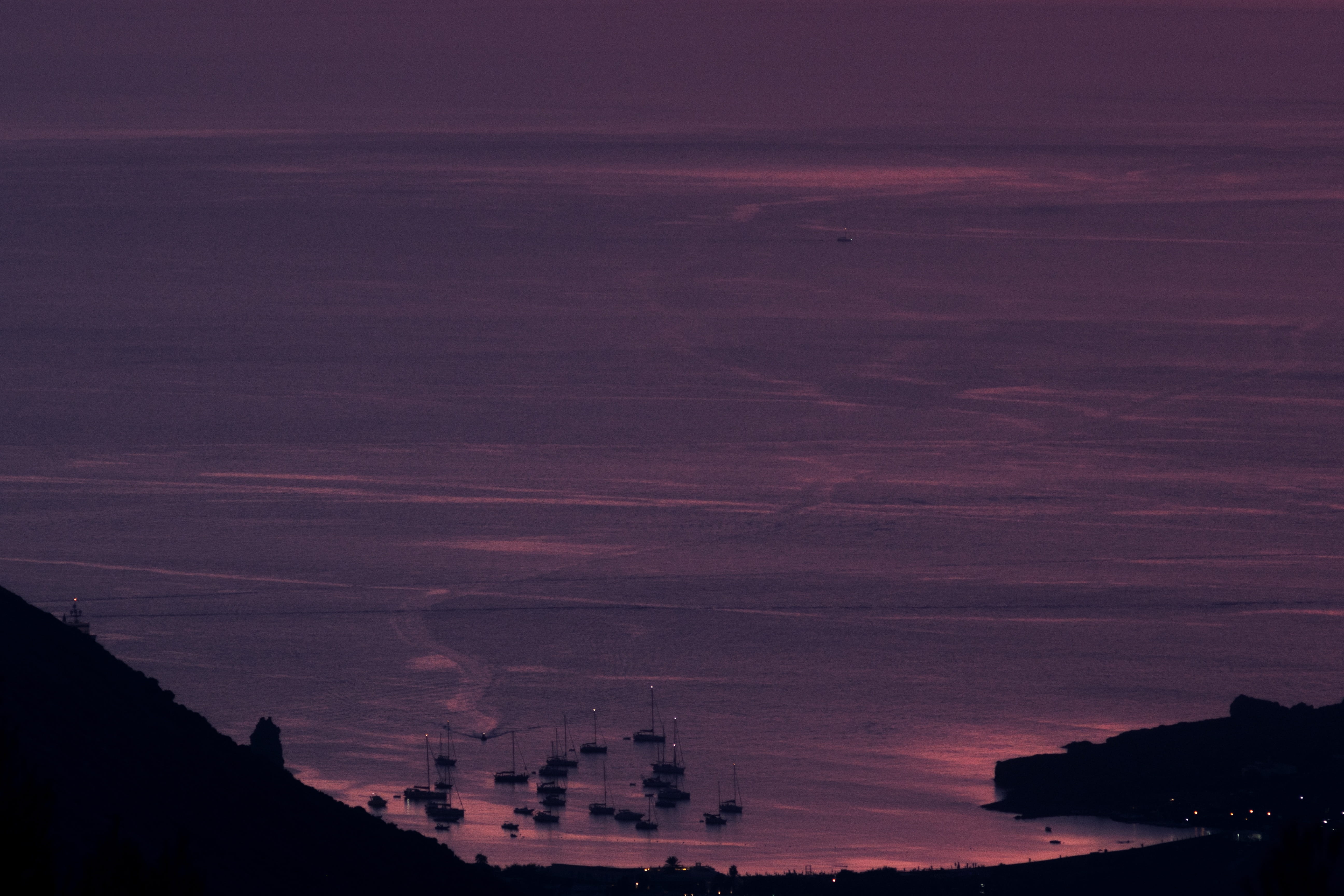 nature, sky, water, silhouette, costa, tree, purple, rada, non-urban scene, dusk, mountain, romantic sky, land, beauty in nature, sunset, colors, outdoors, HD Wallpaper