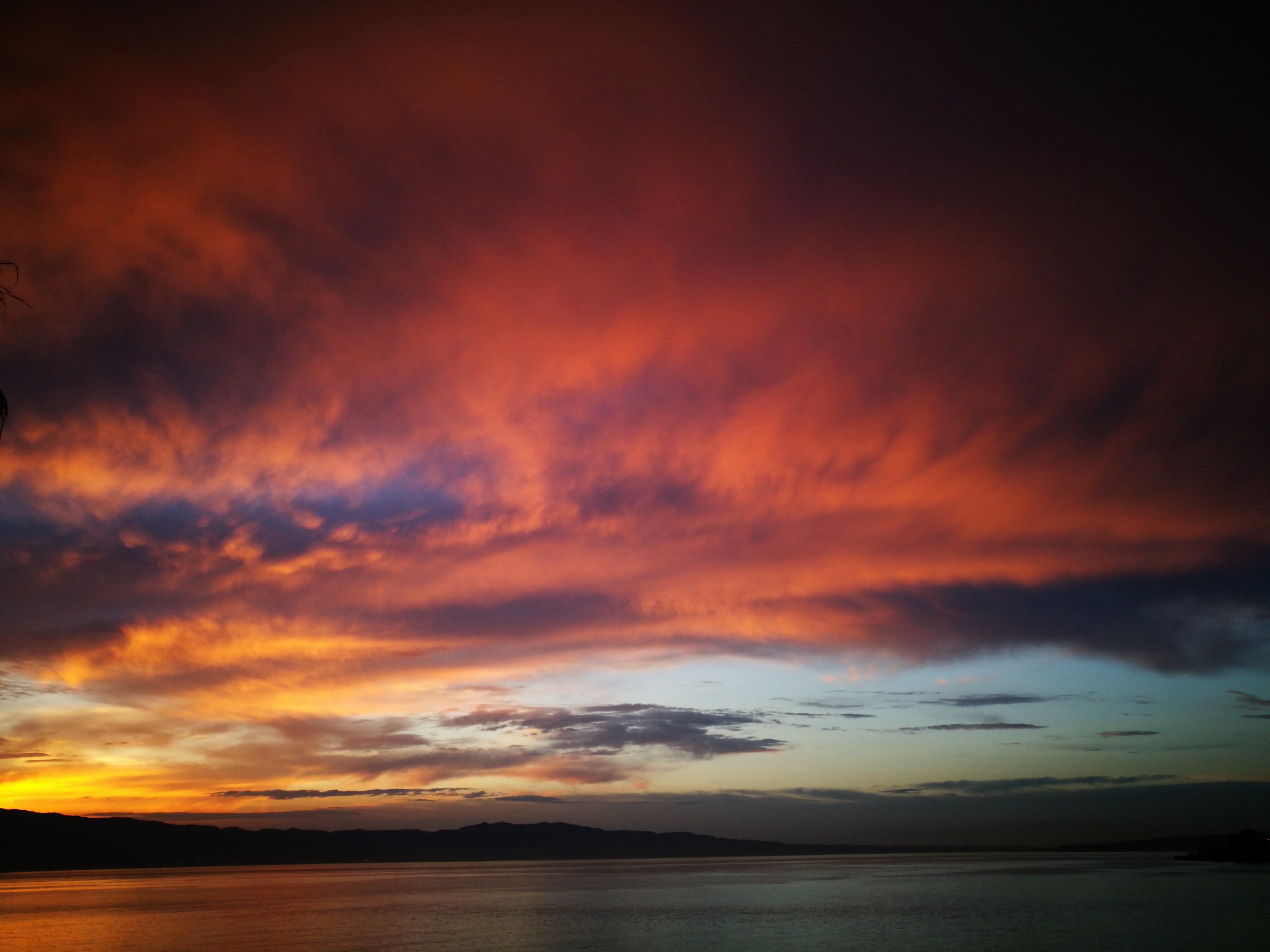 beauty in nature, tranquil scene, 2K, outdoors, dusk, tranquility, strait of messina, romantic sky, no people, horizon over water, effect, sunset, orange color, HD Wallpaper