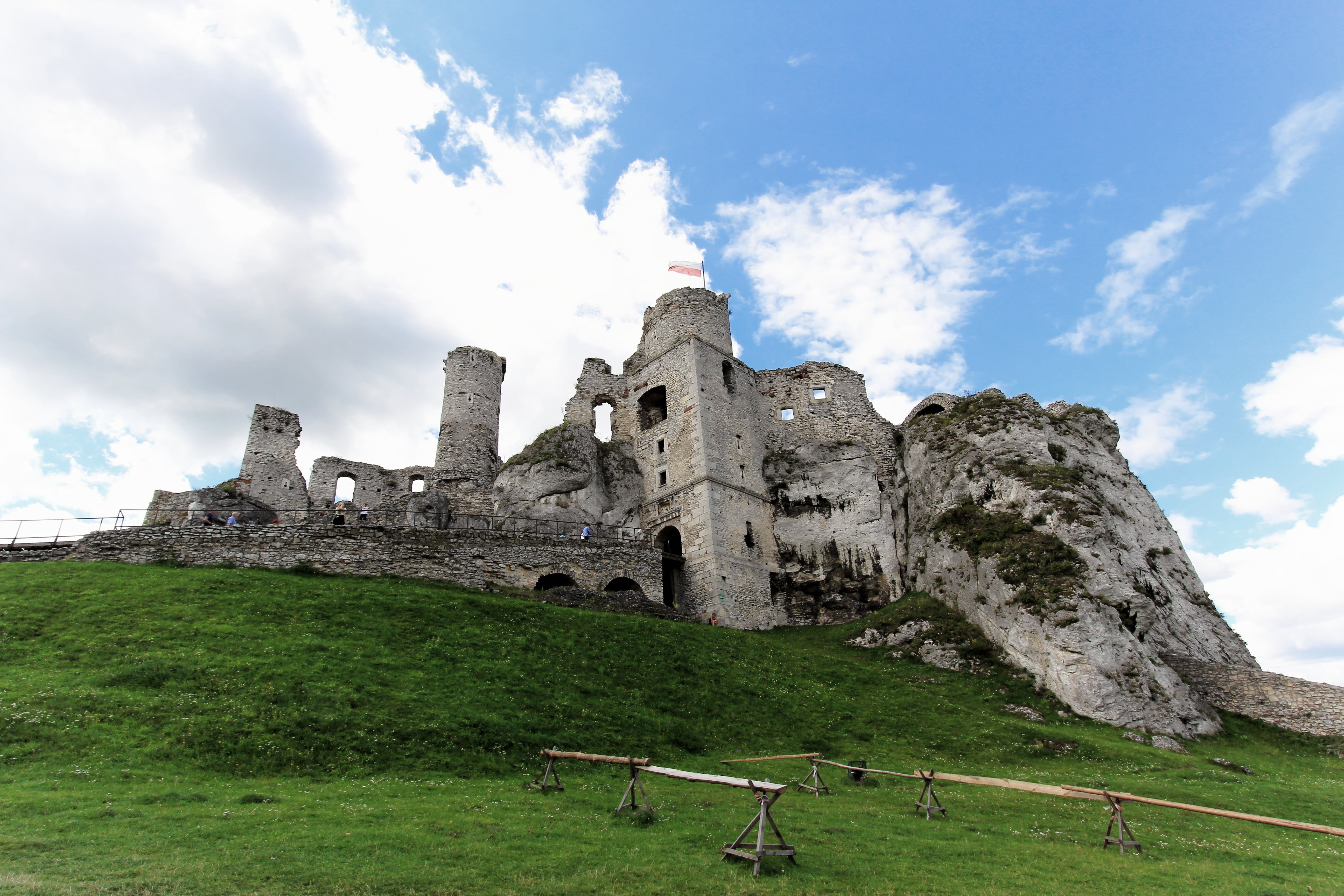 plant, building, ruined, travel destinations, 5K, castle, ancient, low angle view, green color, building exterior, landscape, old, abbey, day, cloud - sky, HD Wallpaper
