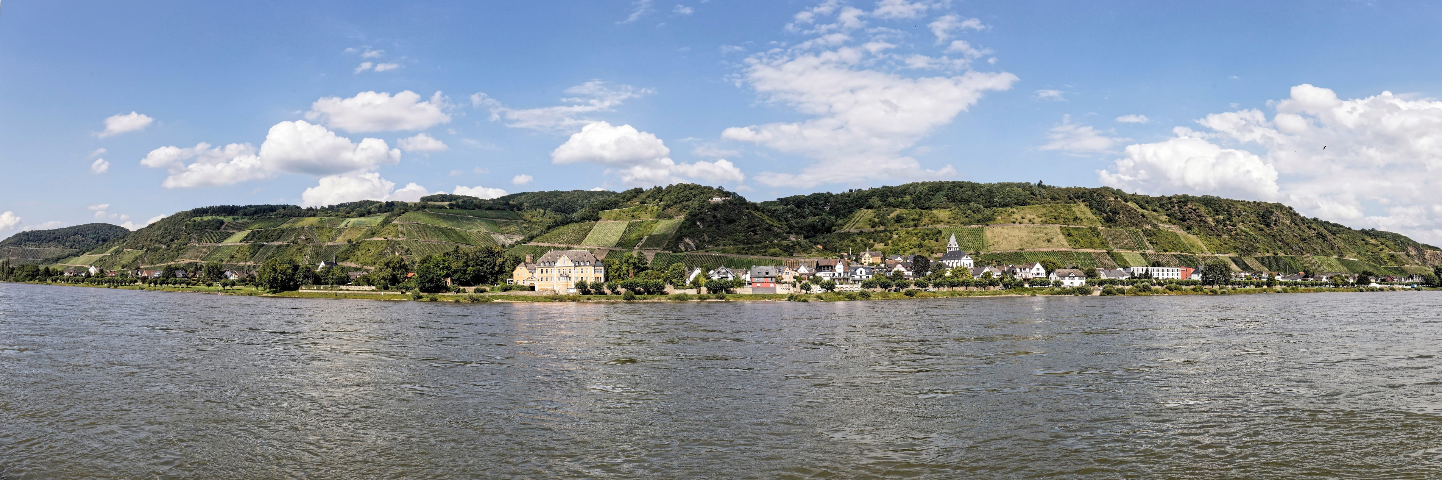 coastline, water, bay, building, panorama, land, travel destinations, plant, building exterior, no people, sea, cloud - sky, andernach, scenics - nature, HD Wallpaper