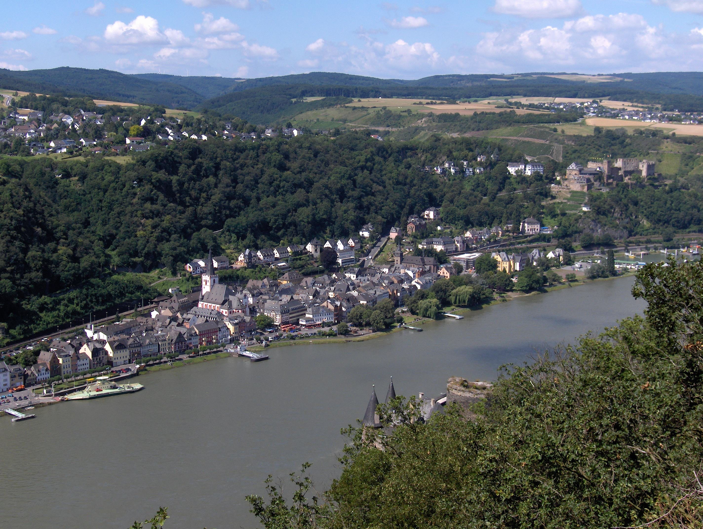 water, plant, the upper middle rhine valley, town, residential district, rheinsteig, high angle view, cityscape, no people, architecture, outdoors, river, HD Wallpaper