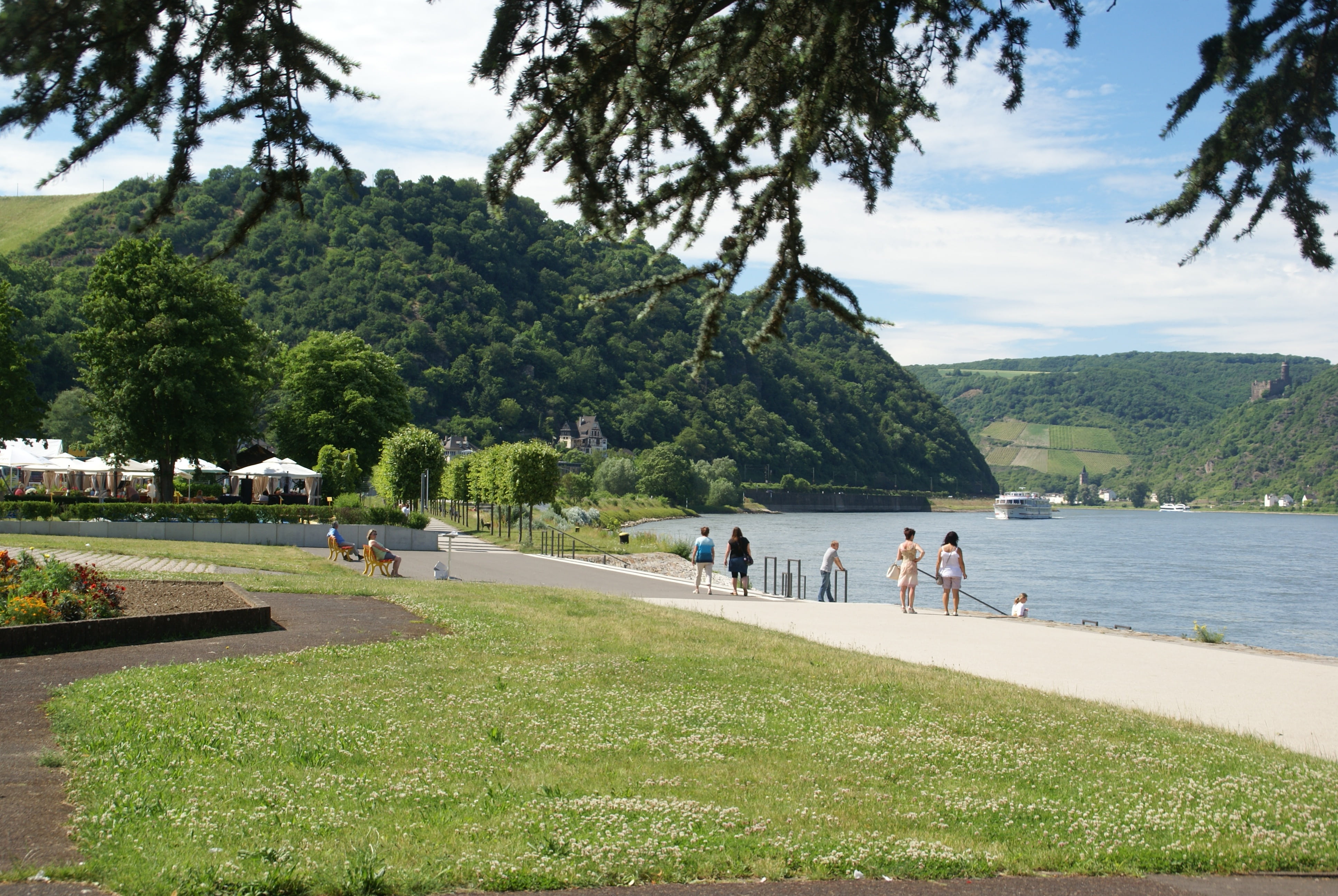 real people, 4K, grass, st goar, rhine, romantic, growth, leisure activity, rhine equipment, outdoors, plant, landscape, castle, rheinfels, men, loreley, HD Wallpaper