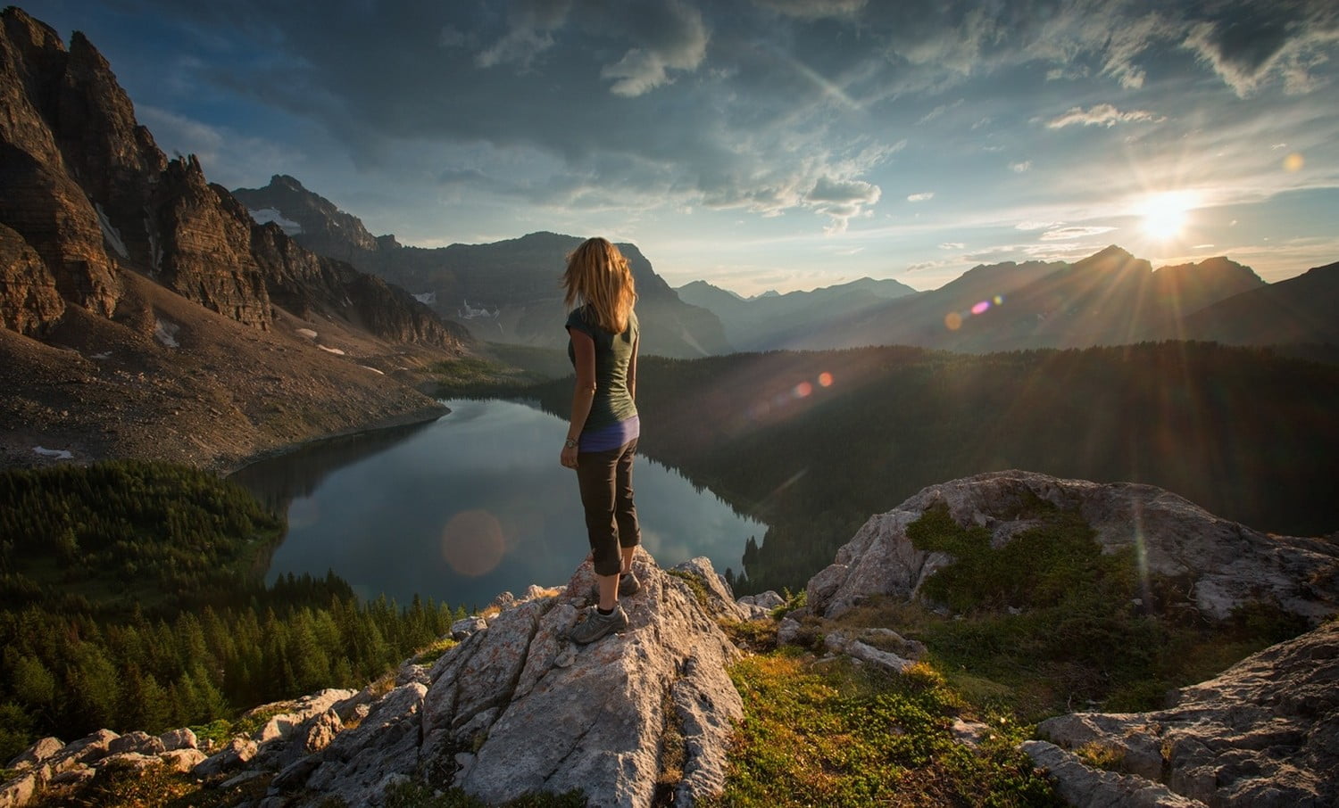 lifestyles, tranquility, looking at view, full length, one person, rear view, nature, morning, forest, leisure activity, mountain, women, tranquil scene, HD Wallpaper