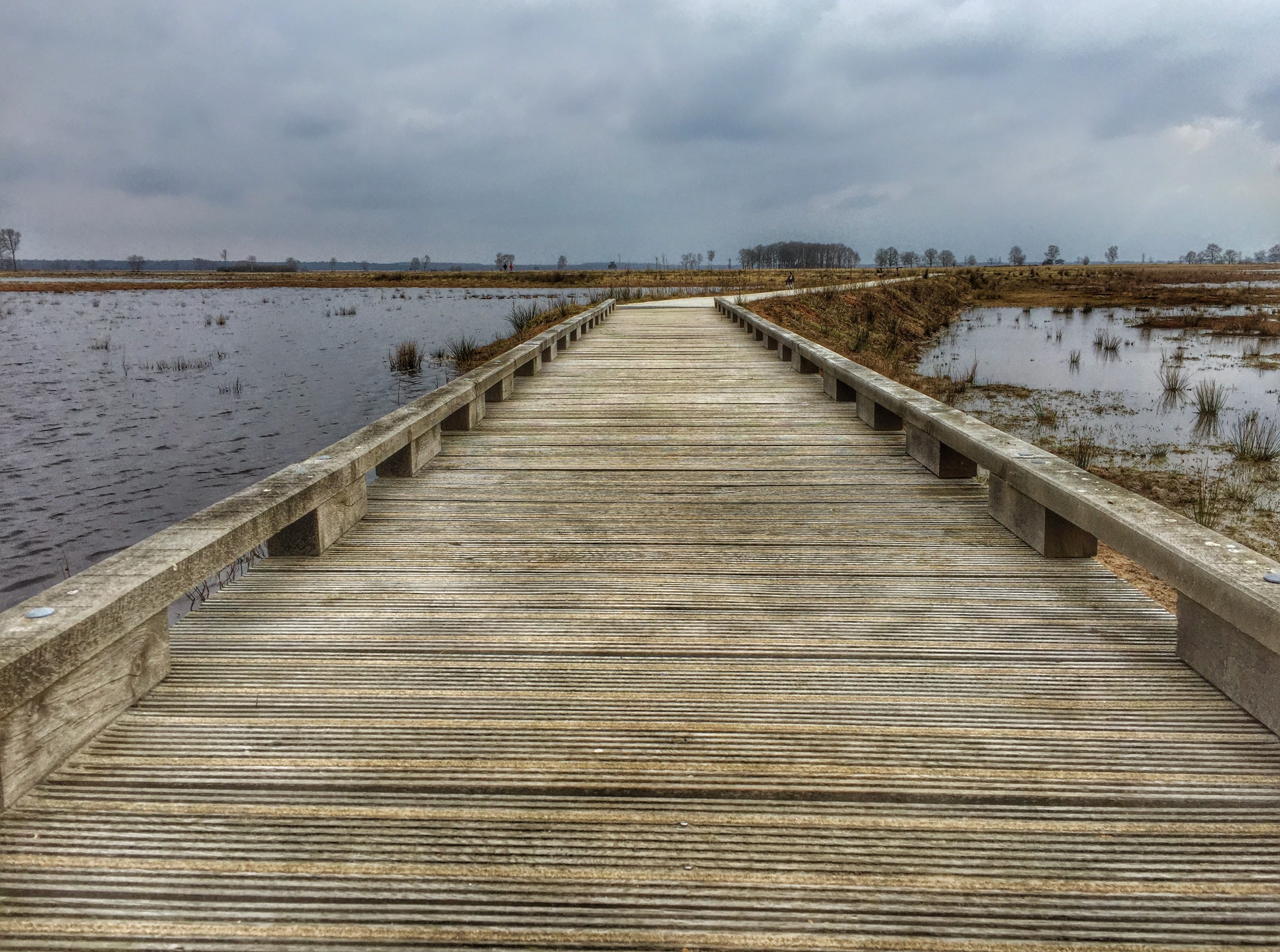 connection, no people, built structure, nature, wood - material, cloud - sky, land, wood, footbridge, sky, outdoors, diminishing perspective, water, footpath, HD Wallpaper