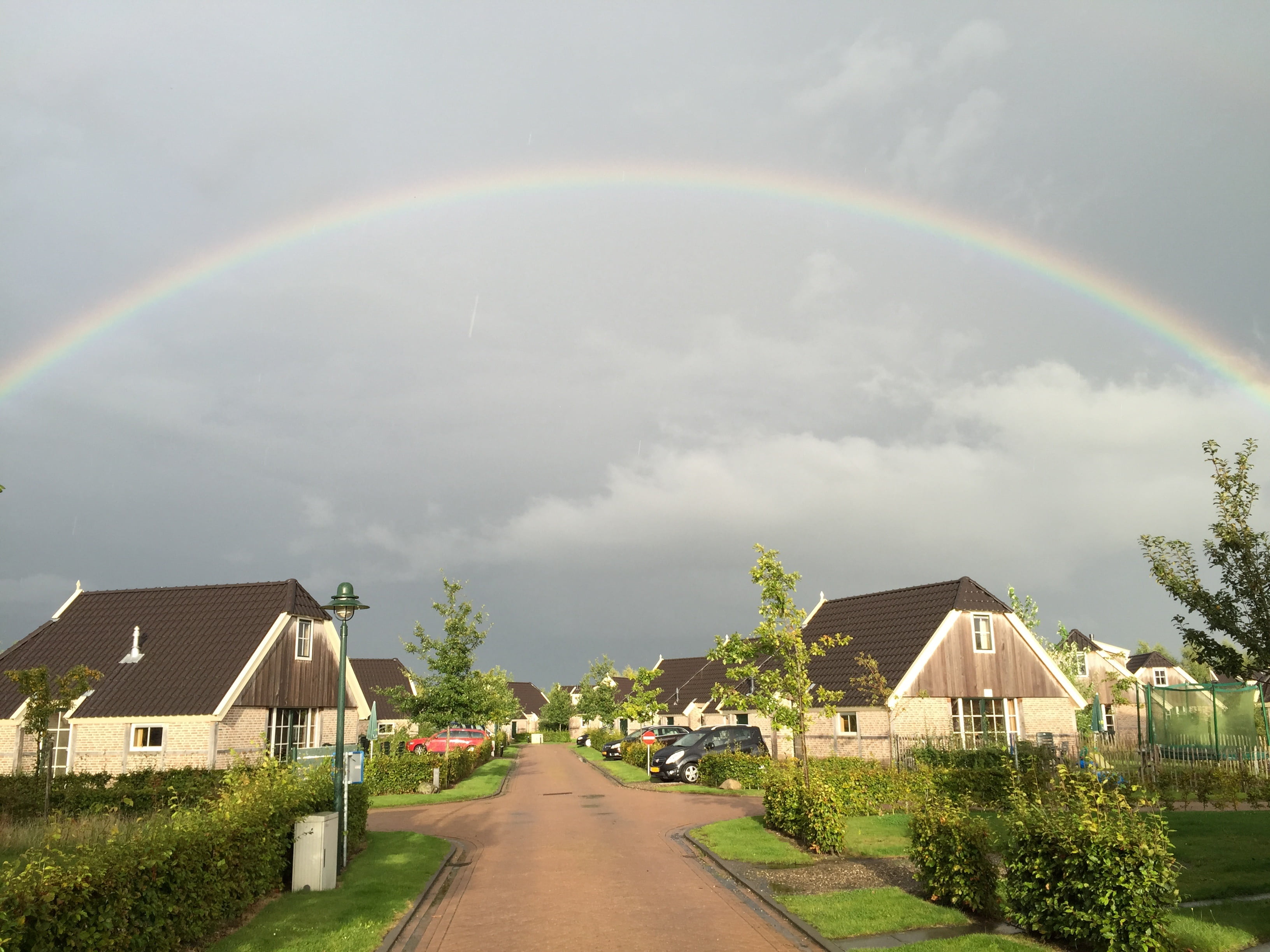 direction, rain, house, the way forward, city, rainbow, no people, bungalow, 2K, nature, plant, multi colored, day, building exterior, architecture, cloud - sky, HD Wallpaper