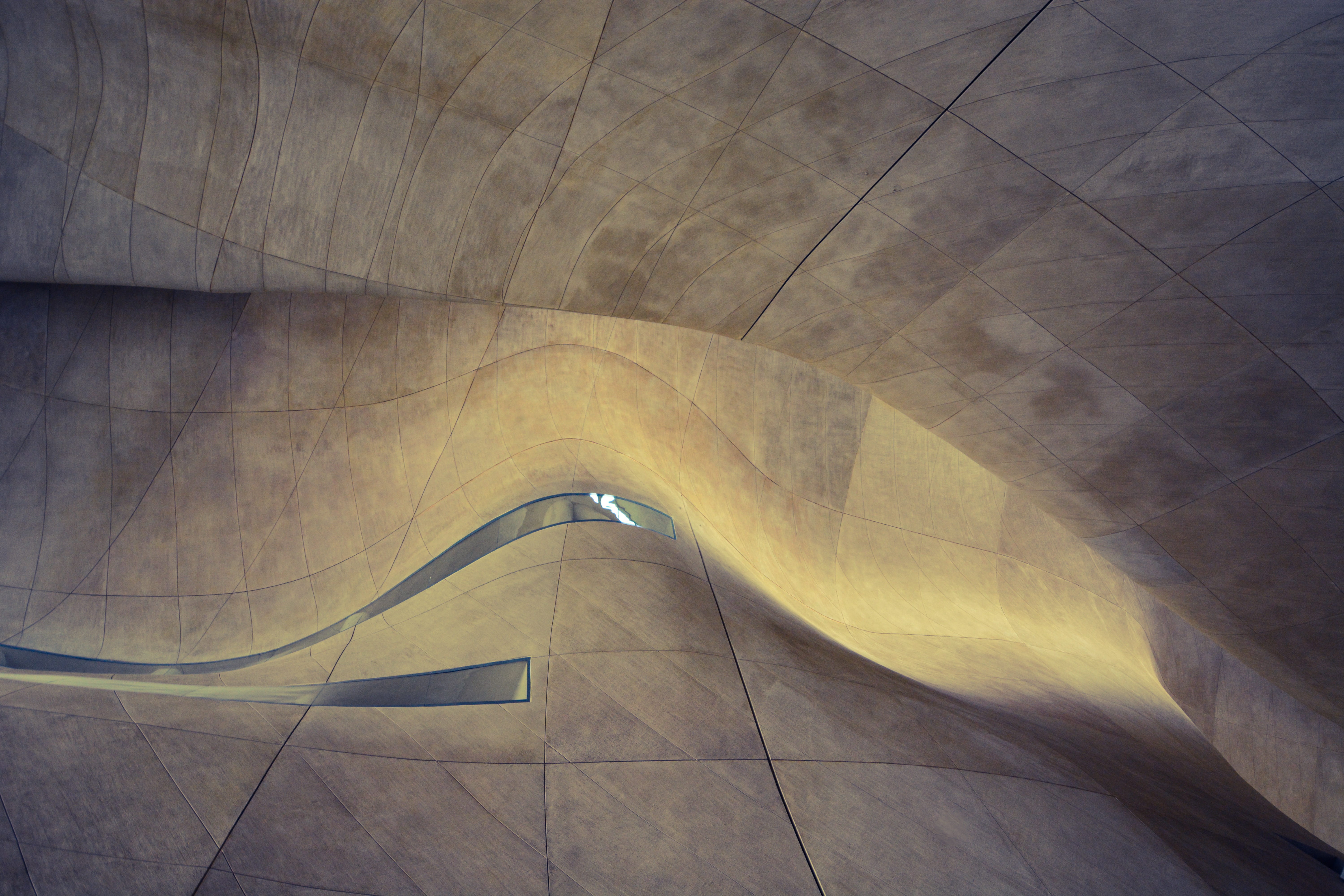 modern, pattern, city, warsaw, concrete, 5K, curve, travel, poland, cealing, jews, ceiling, nature, day, waves, high angle view, museum, travel destinations, HD Wallpaper