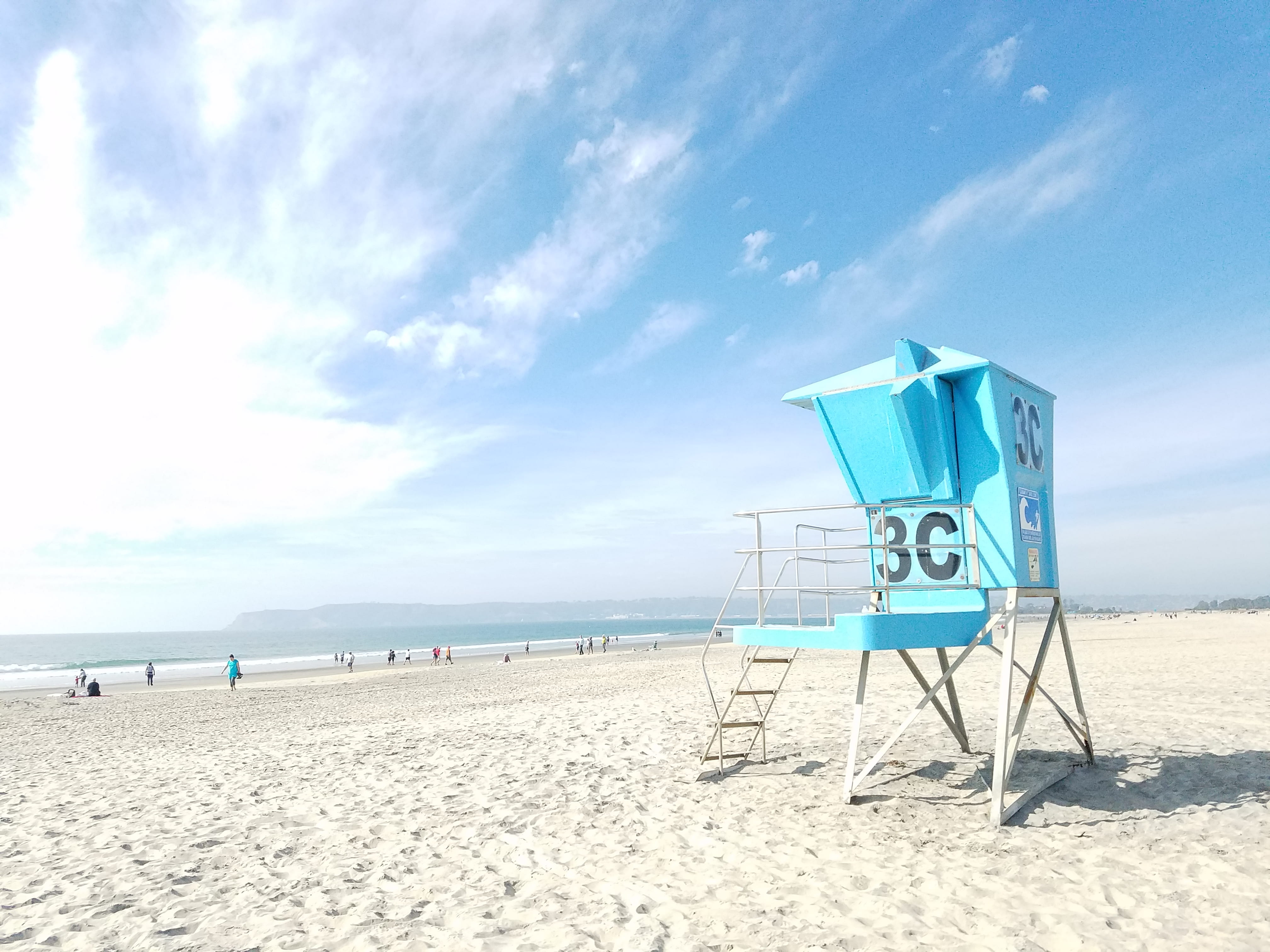 house, incidental people, c, cloud - sky, lifeguard, chair, sky, tranquility, horizon, water, seashore, blue, scenics - nature, 4K, sea, summer, near, HD Wallpaper