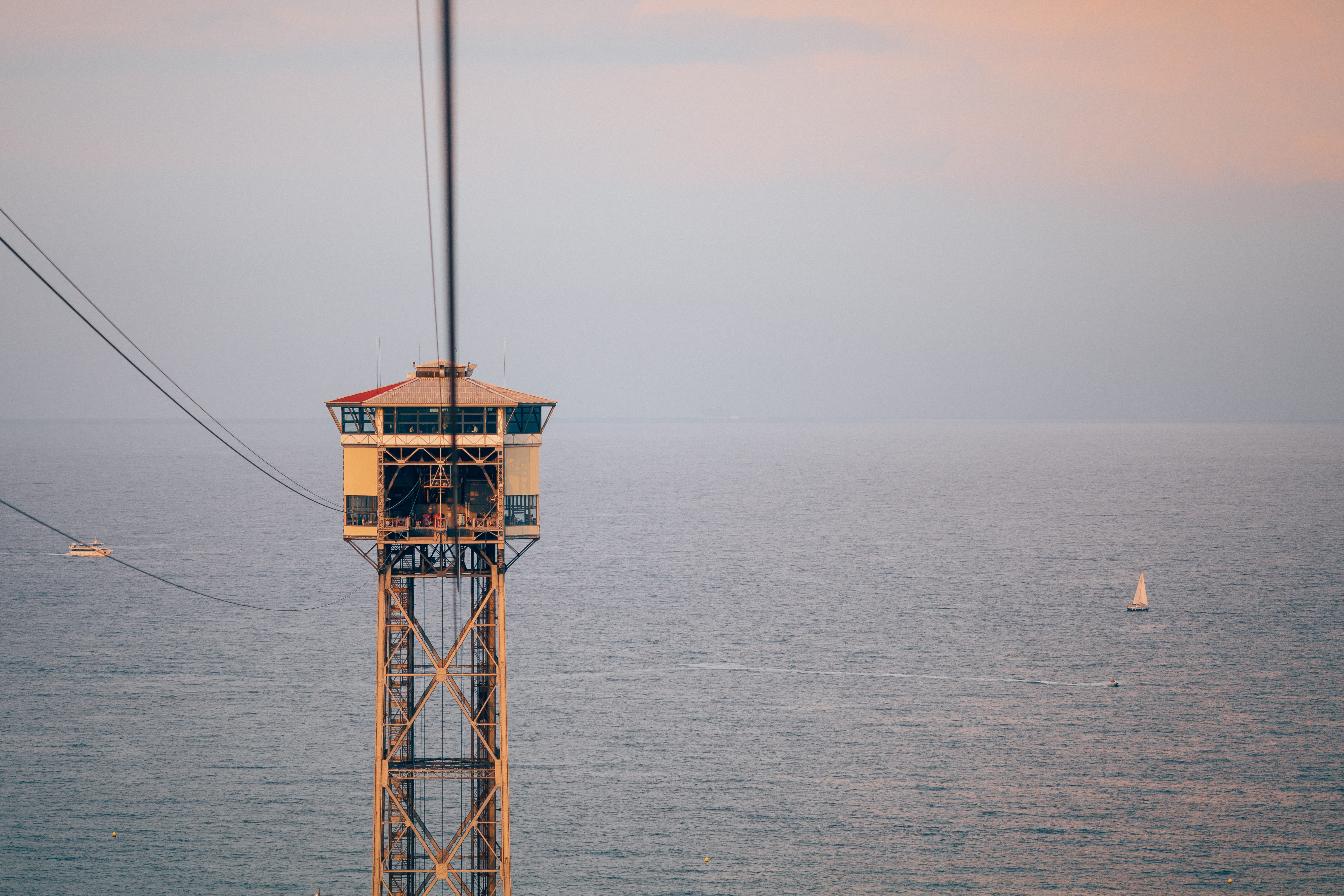 horizon, transportation system, beauty in nature, tower, large, boat, building exterior, cable, watercraft, sky, daylight, sea, horizon over water, waterfront, HD Wallpaper