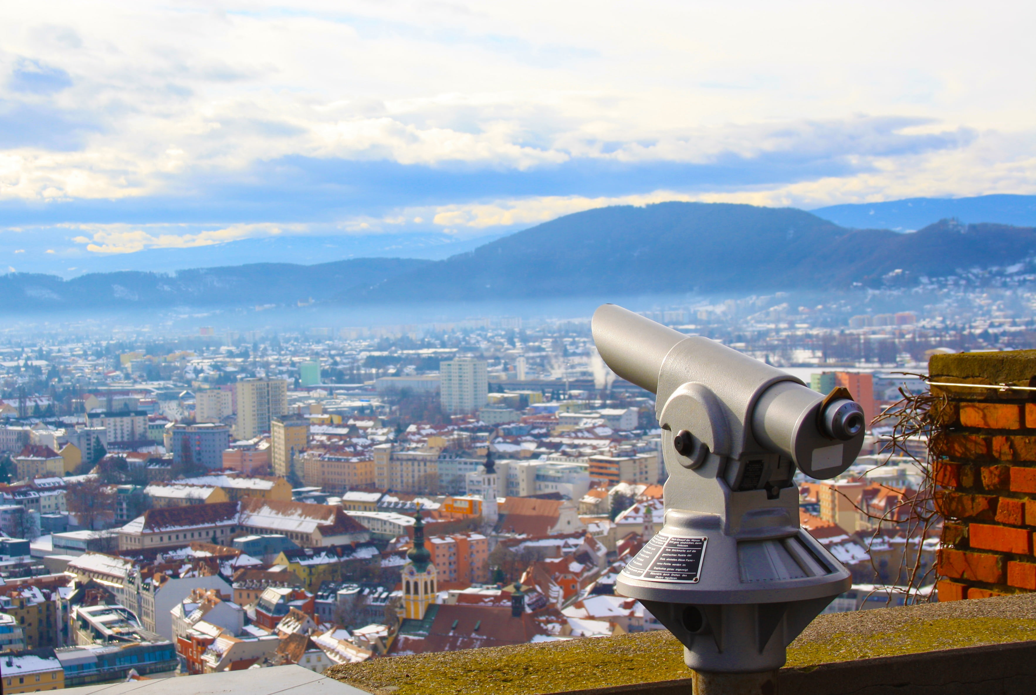 astronomy, gray, view, surveillance, built structure, cityscape, binoculars, observation, observer, 2K, hand-held telescope, watch, glass, sky, spy, residential district, HD Wallpaper