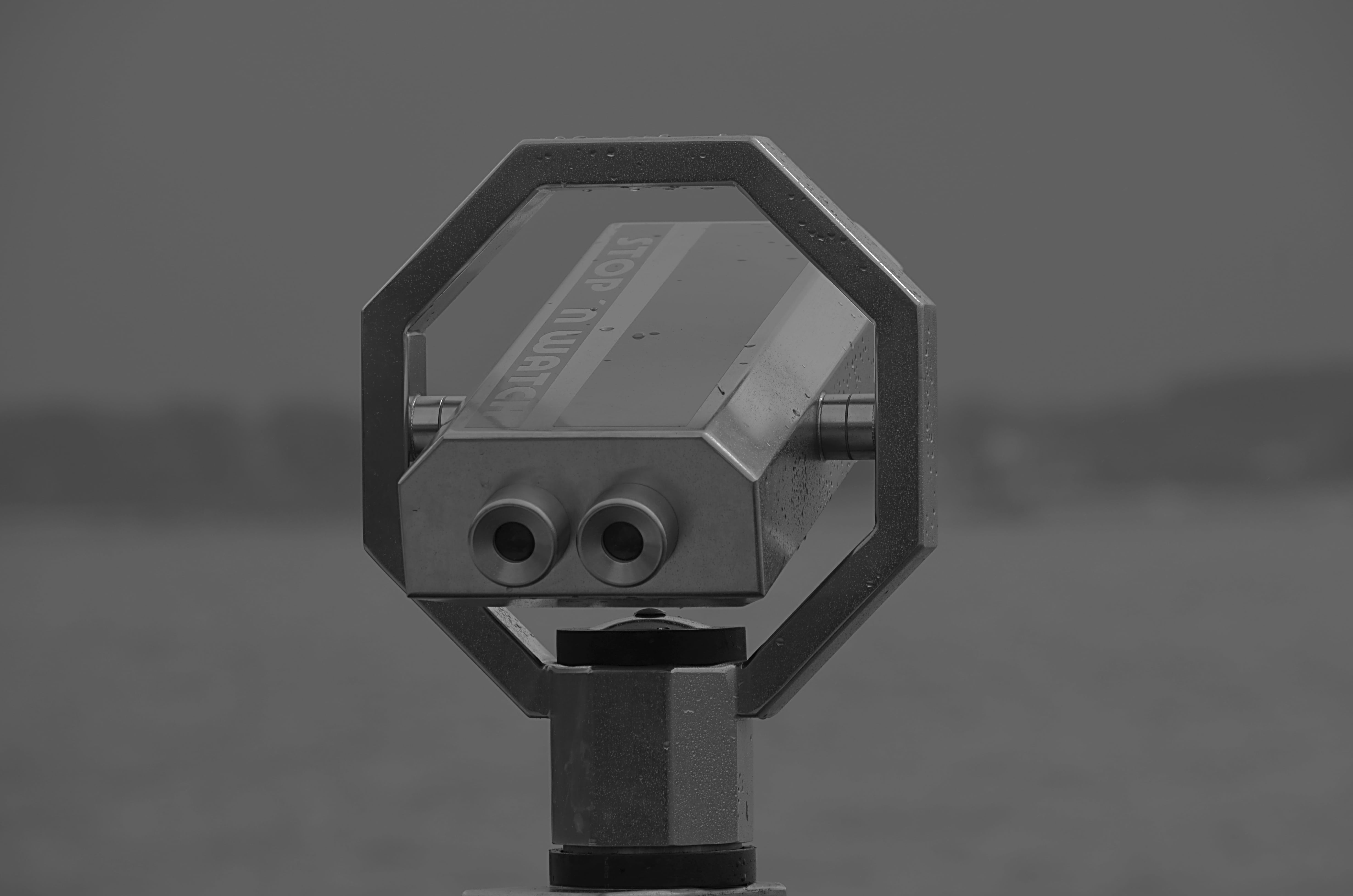 sunglasses, landscape, technology, close-up, outdoors, hand-held telescope, shape, security, architecture, nature, grayscale, day, telescope, metal, coin operated, HD Wallpaper