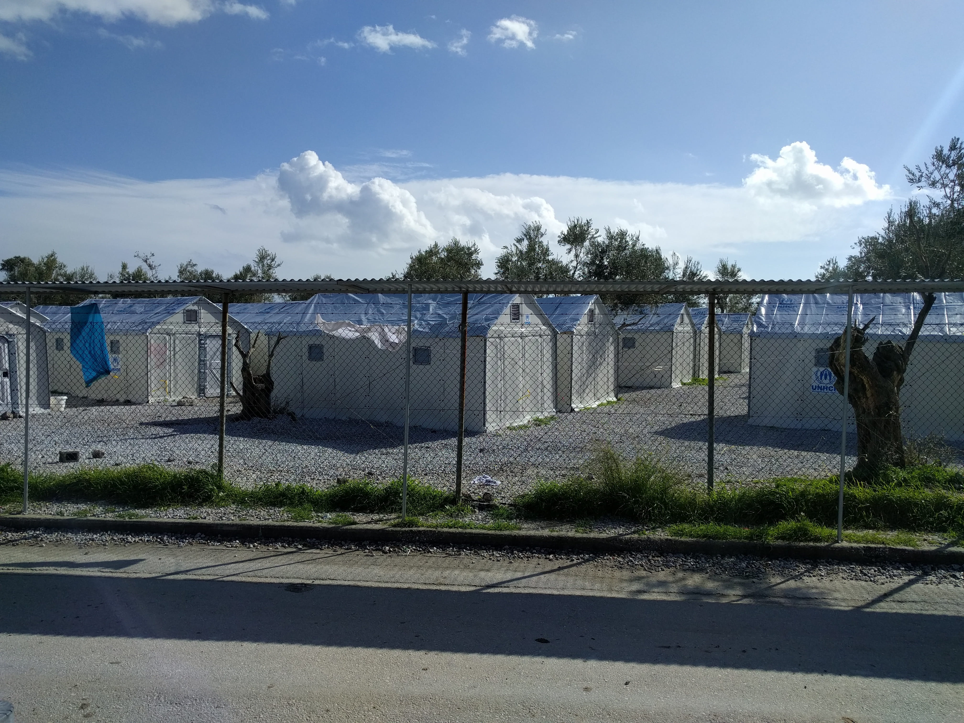 safety, day, white, 4K, protection, camps, transportation, metal, Greece, cloud - sky, houses, sky, road, lesvos, barrier, island, no people, plant, refugees, HD Wallpaper