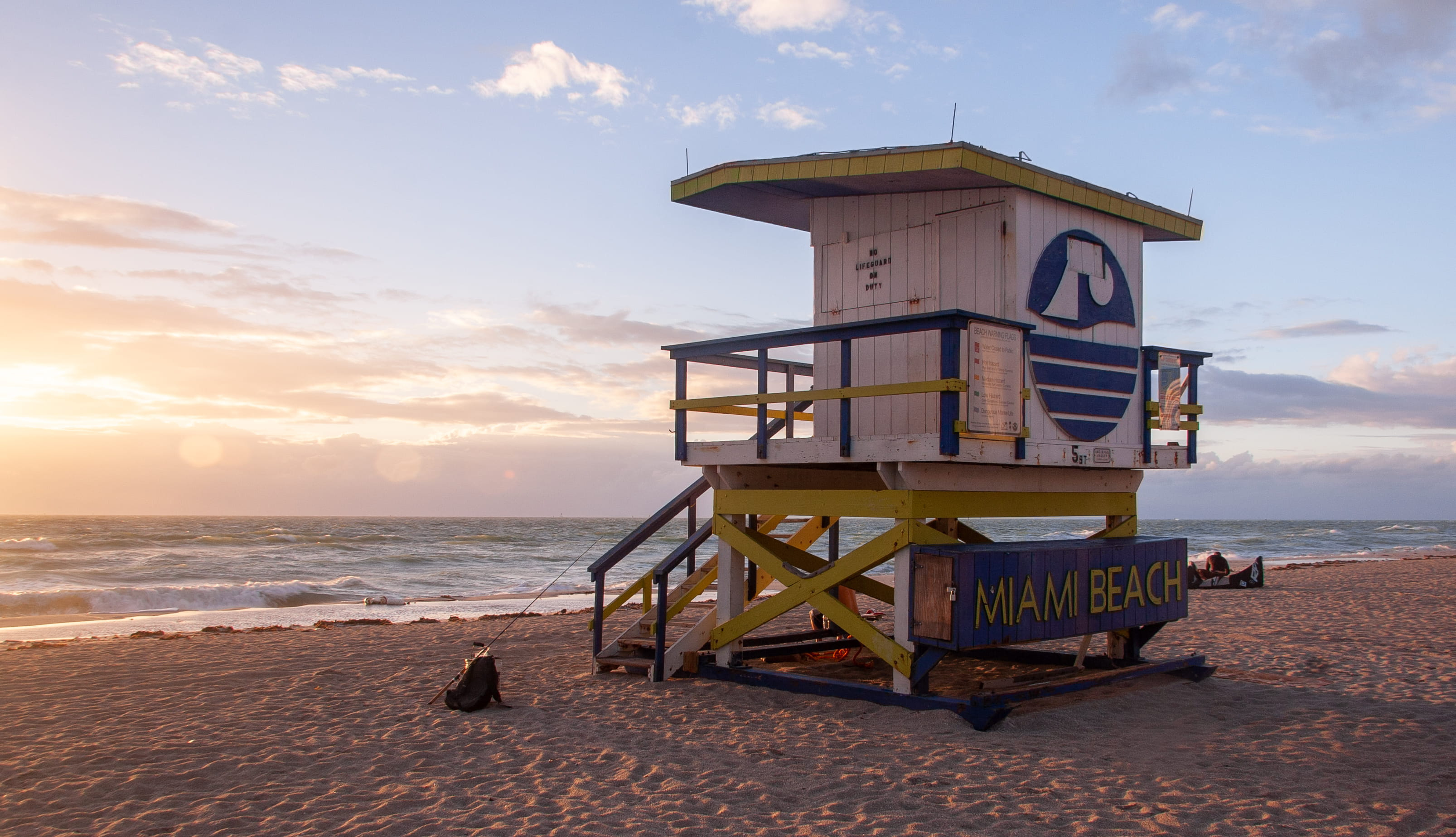 man made structure, nature, outdoors, sea, land, sand, united states, architecture, miami beach, lookout, scenics - nature, waves, cloud - sky, sky, sunrise, HD Wallpaper