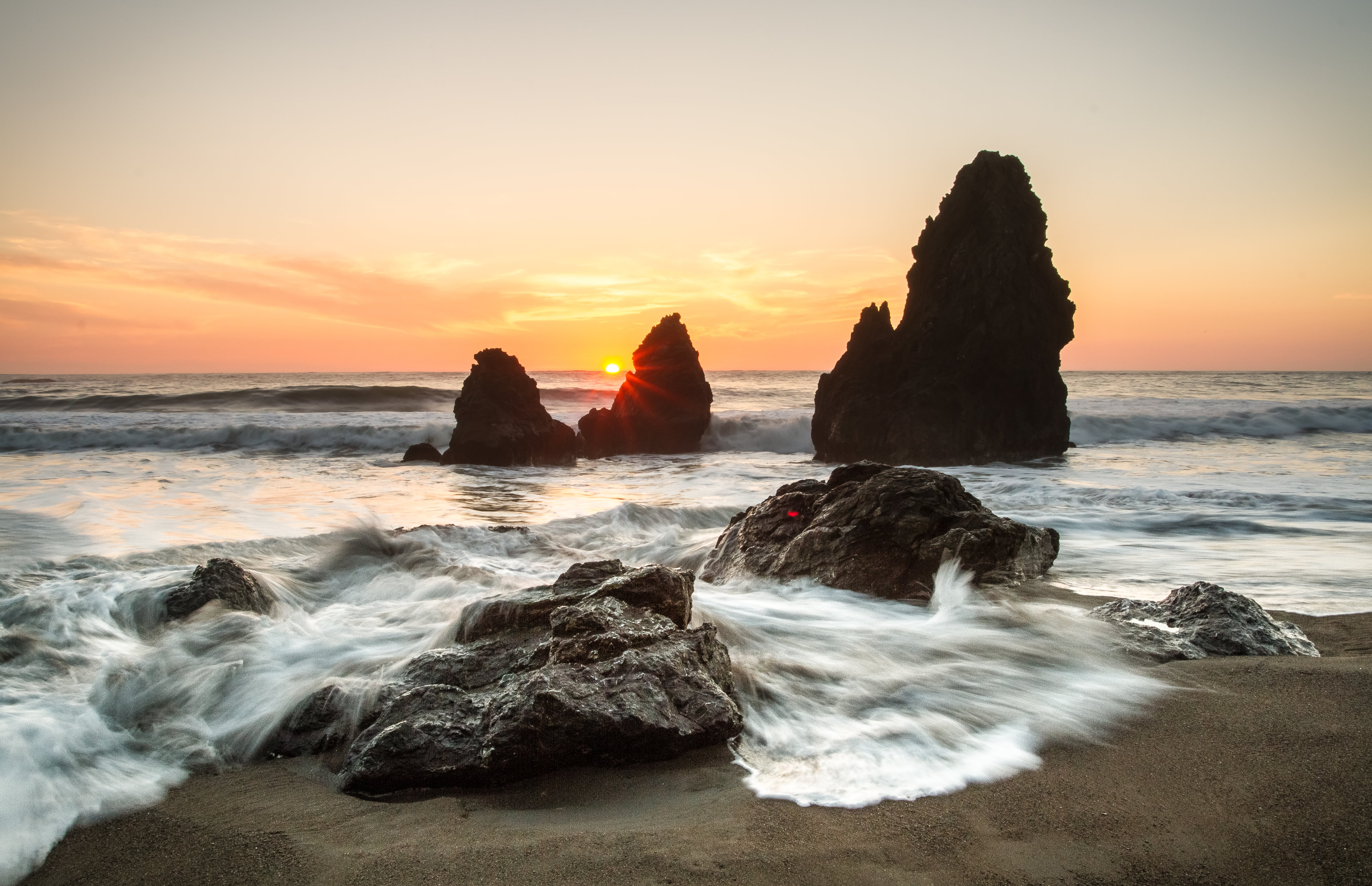 Sausalito, landscape, nature, Marin County, San Francisco, photography, beach, Sunset, coastline, wave, Marin Headlands, dusk, water, Landscapes, rock - Object, HD Wallpaper
