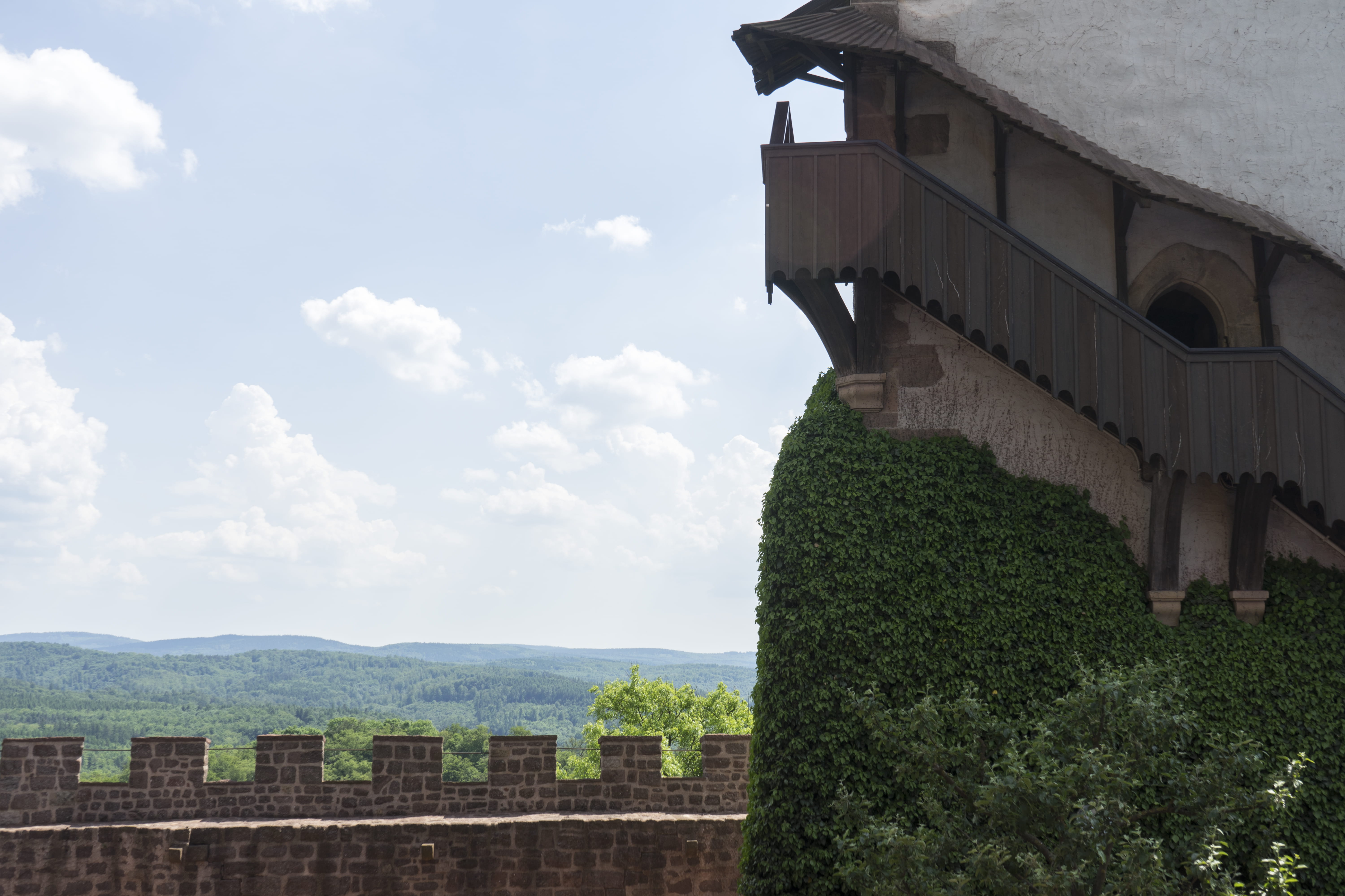 germany, wartburg castle, building, building exterior, travel destinations, sky, tree, outdoors, house, day, built structure, stairs, plant, green color, HD Wallpaper