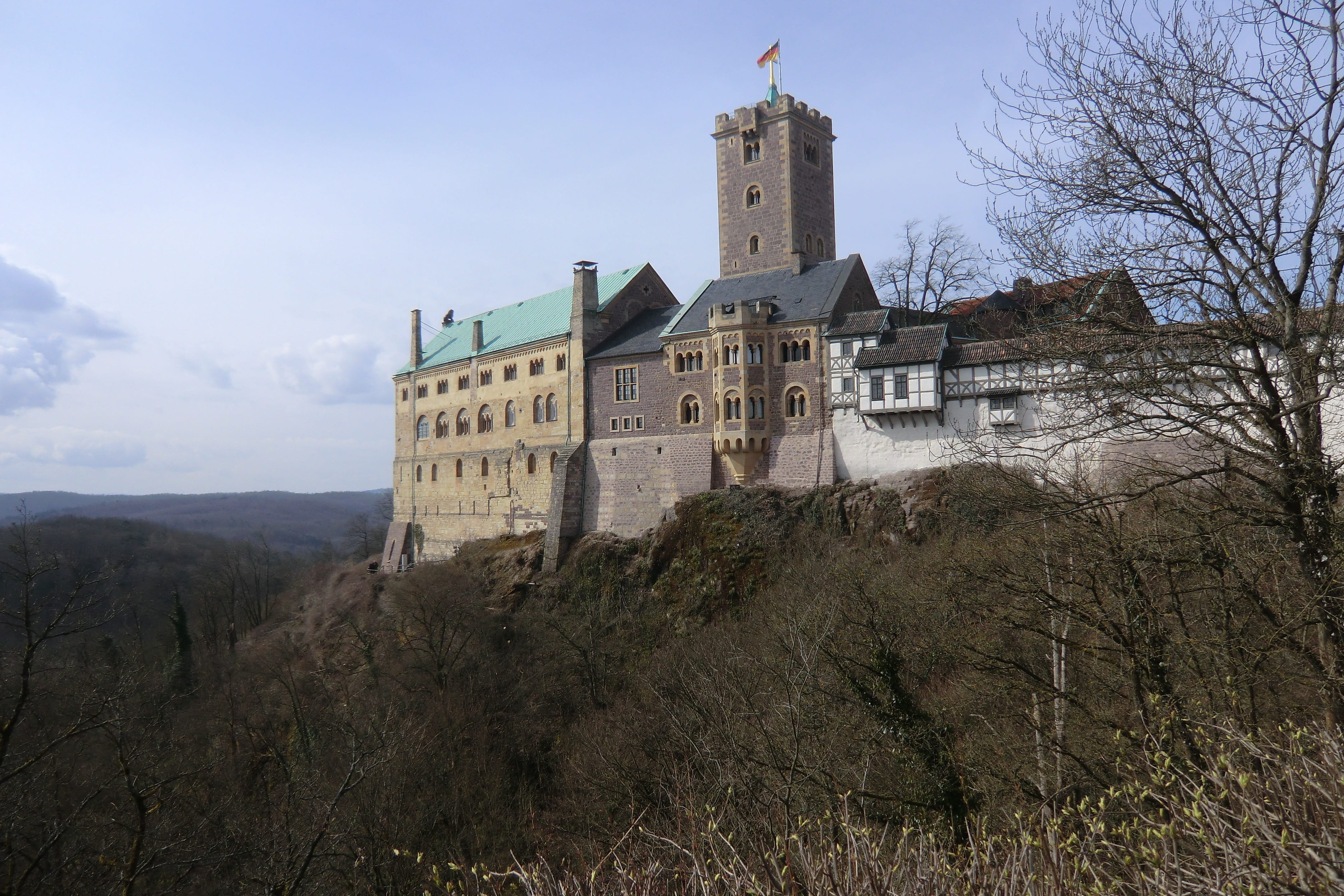 reformation, castle, plant, outdoors, luther, building, travel destinations, world heritage, sky, 4K, built structure, eisenach, cloud - sky, history, HD Wallpaper