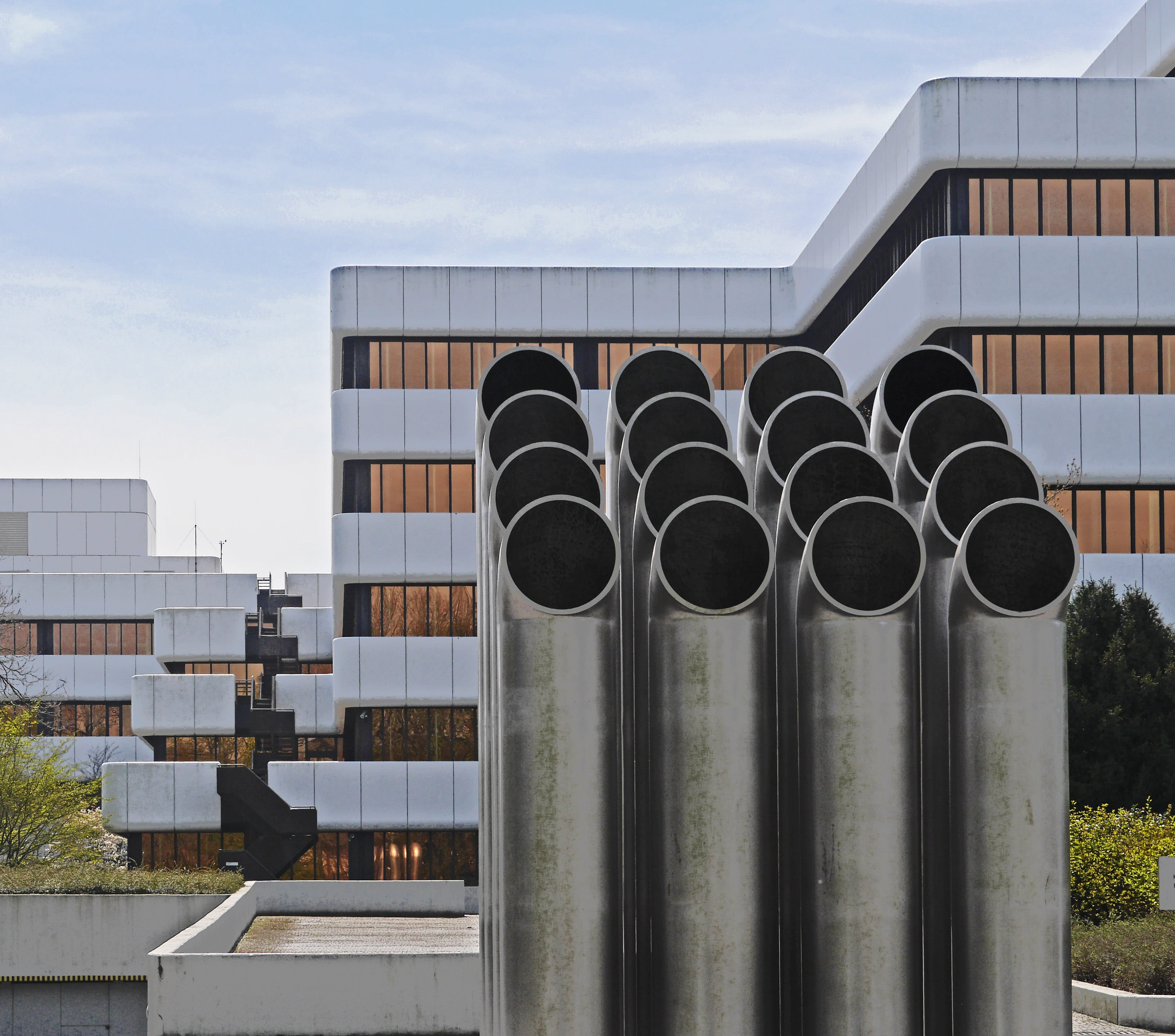 aasee, pollution, factory, westfalen, pattern, building exterior, sky, pipe - tube, nature, stack, art most construction, industry, bank building, vent, HD Wallpaper