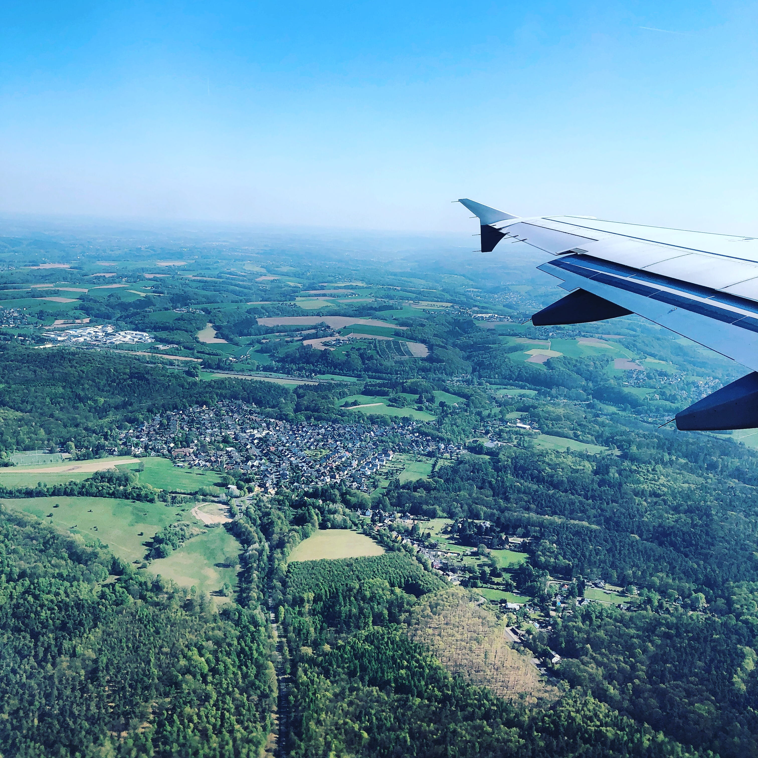 aircraft, day, adventure, flight, fromabove, aircraft wing, no people, air vehicle, mode of transportation, 2K, landscape, sky, scenery, airplane, germany, Phone HD Wallpaper