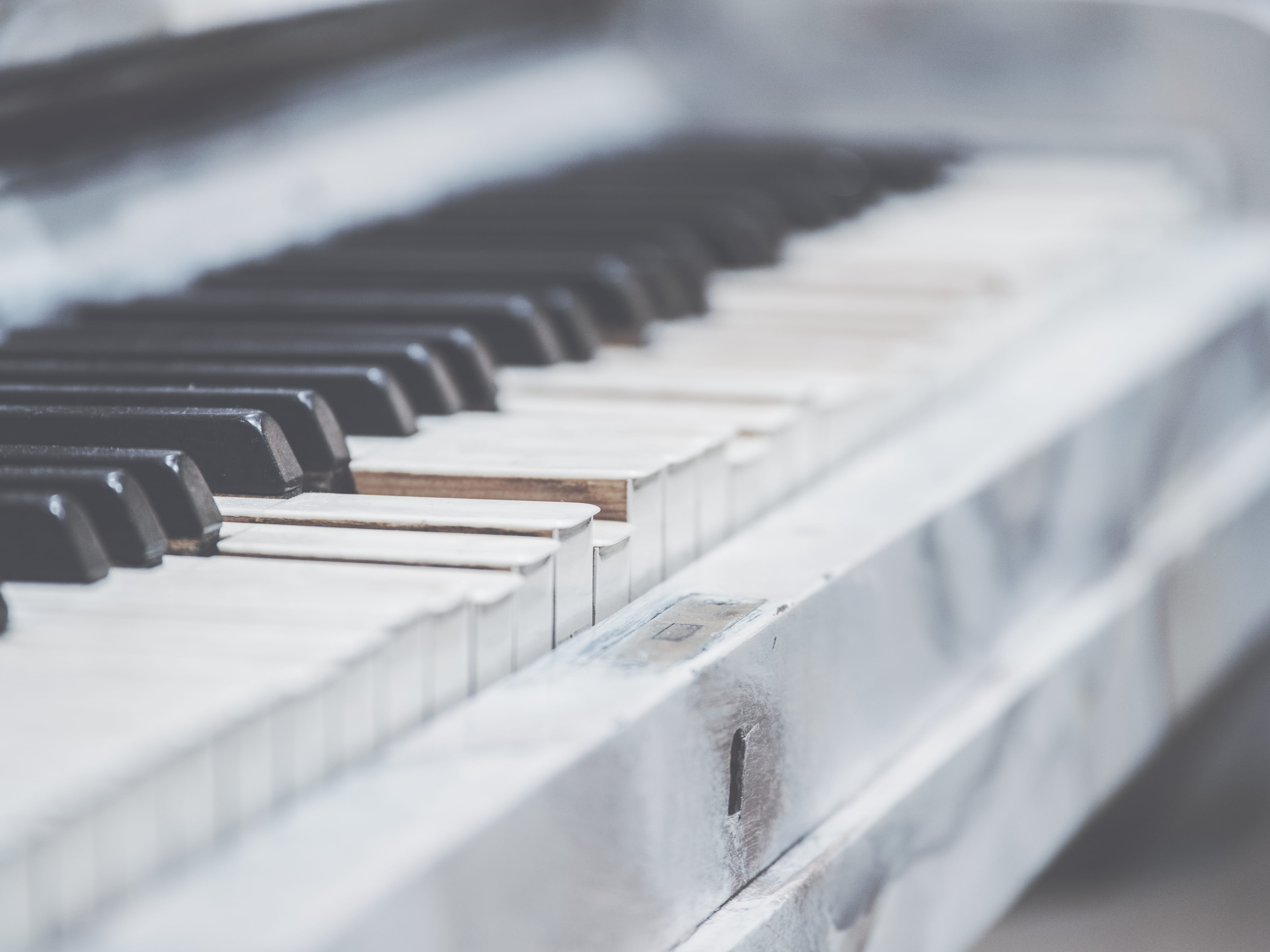 still life, used, musical equipment, 5K, repetition, in a row, keyboard instrument, vintage, indoors, keyboard, black, music, borken, day, pale, full frame, HD Wallpaper