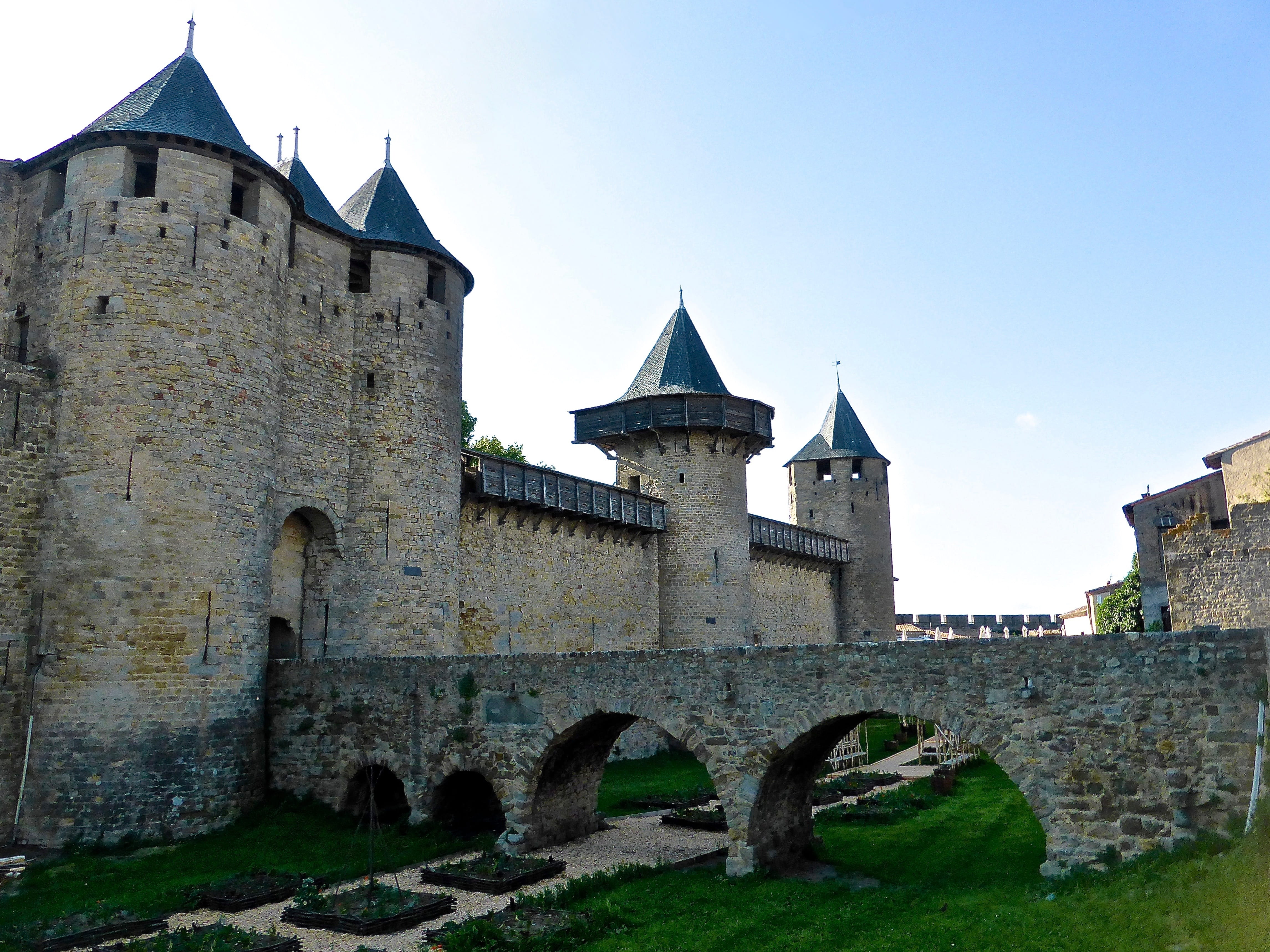 day, fortress, outdoors, clear sky, nature, medieval, entrance, copy space, fortification, stone, travel destinations, carcassonne, castle, sky, history, HD Wallpaper