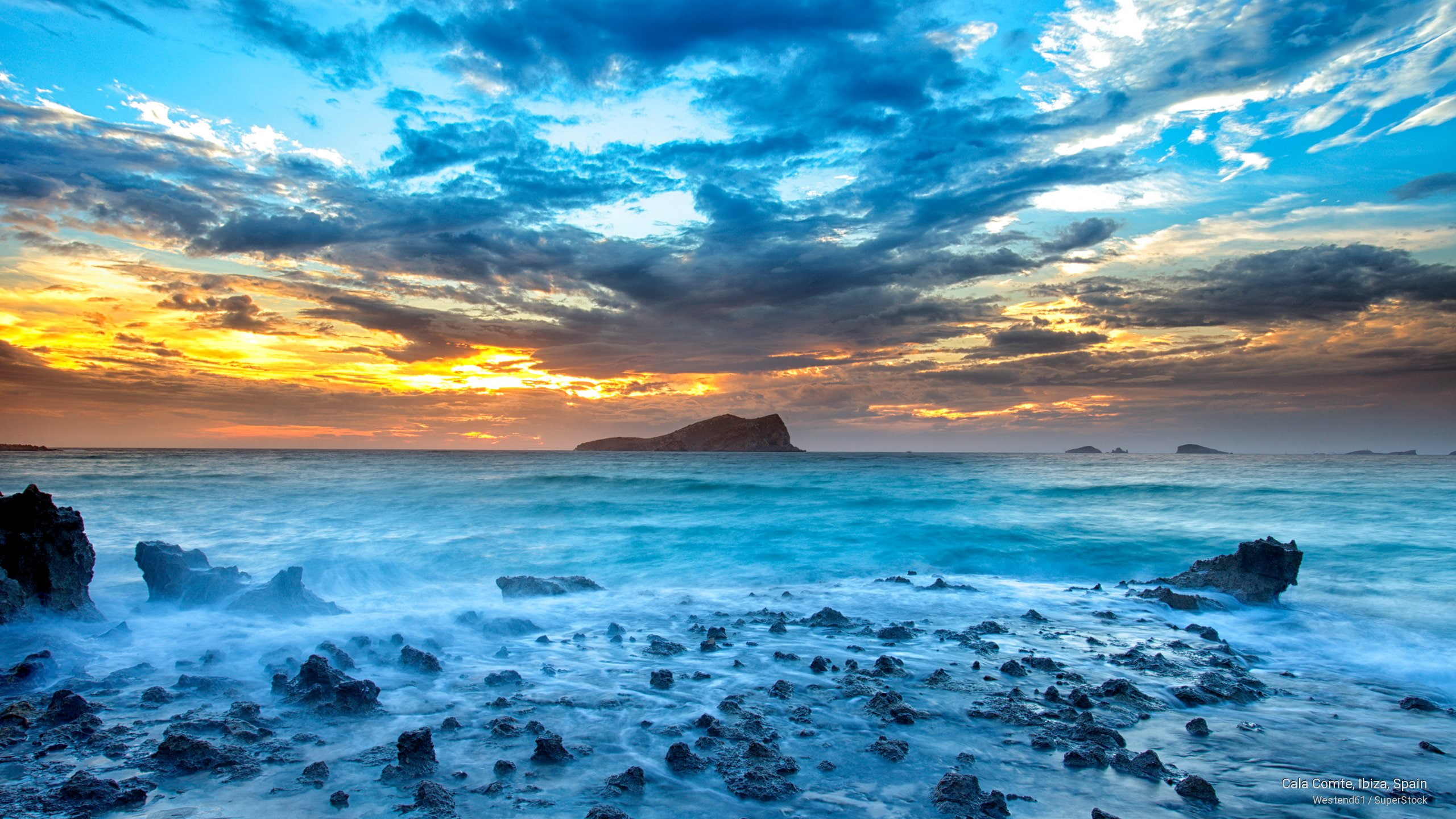 ibiza, spain, Sunrises/Sunsets, cala, comte, 2K, HD Wallpaper